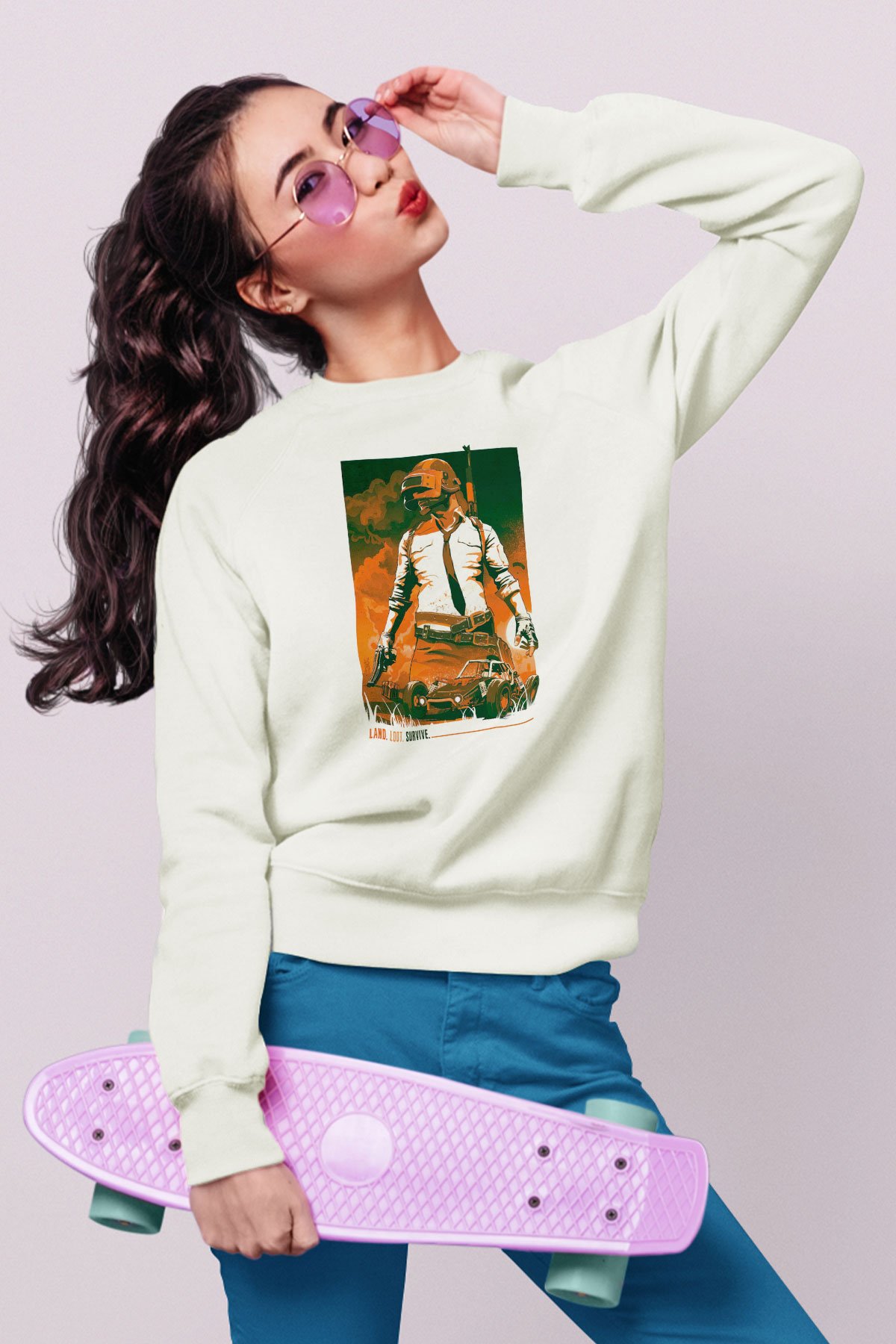 PUBG Beyaz Unisex Sweatshirt
