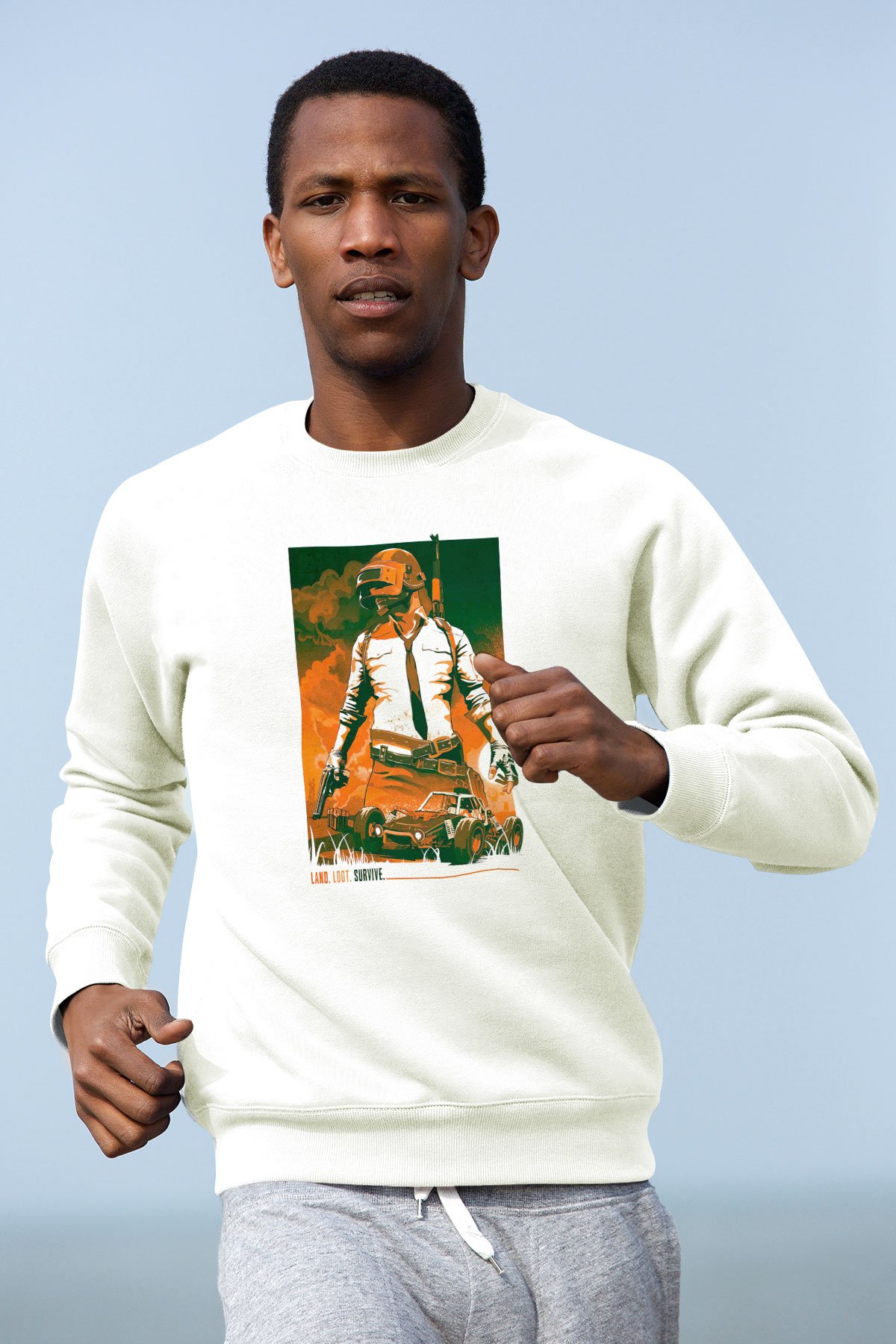 PUBG Beyaz Unisex Sweatshirt