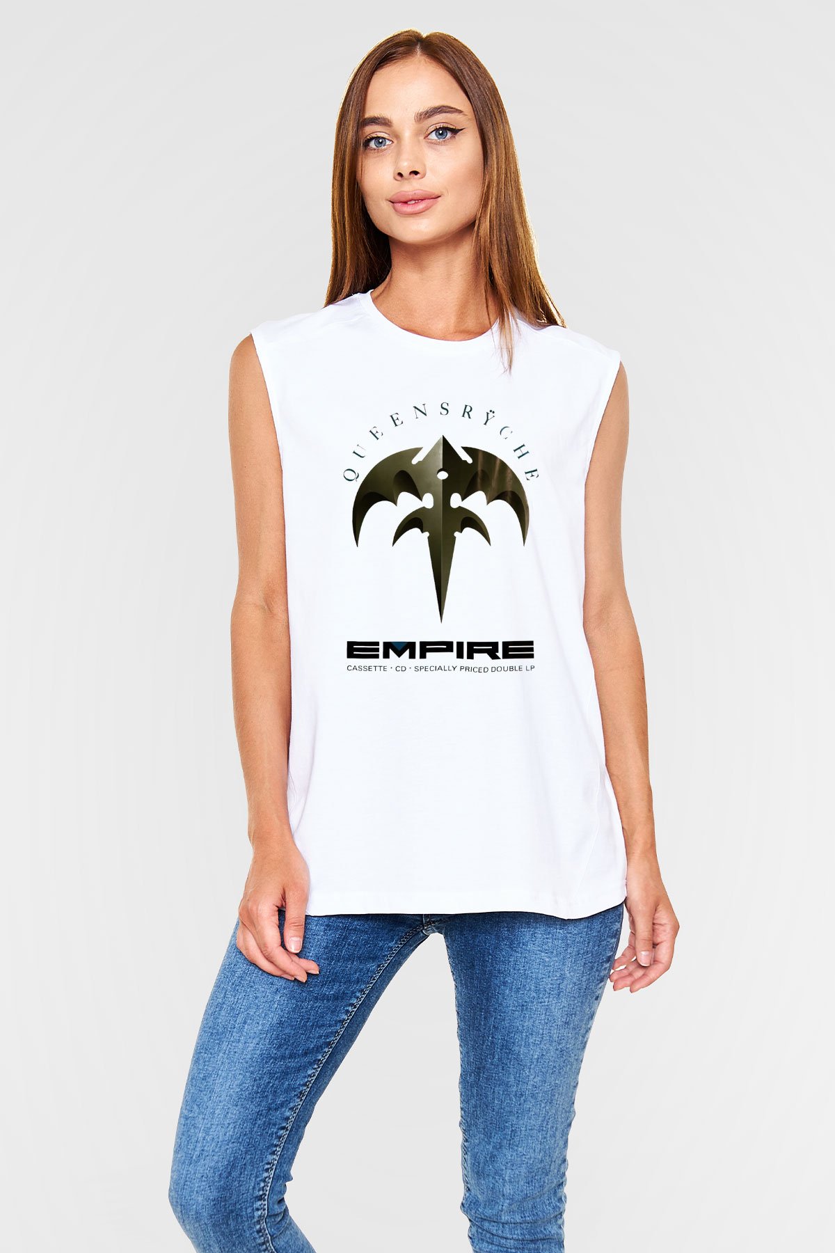 Queensryche Beyaz Unisex Kolsuz Tişört