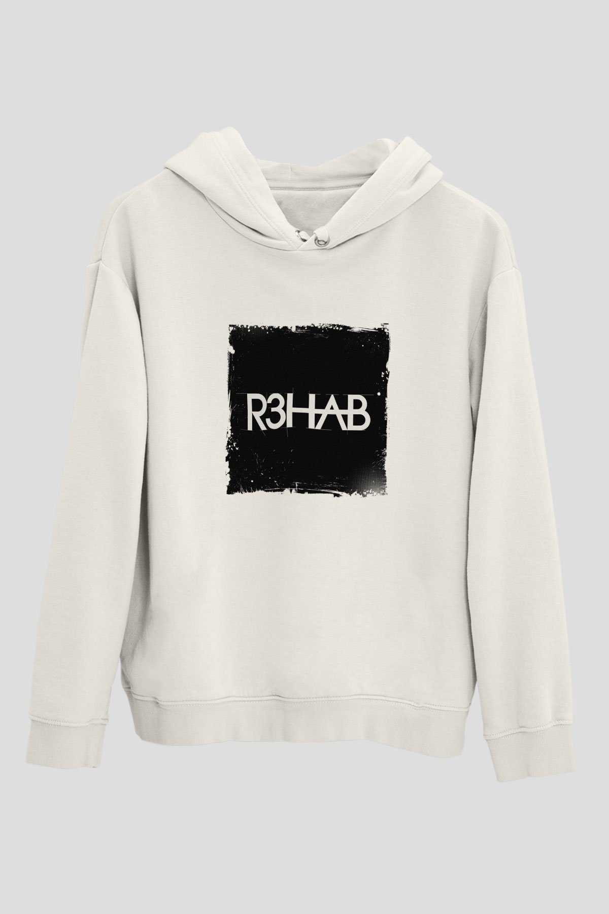 R3habBaskılı Beyaz Hoodie