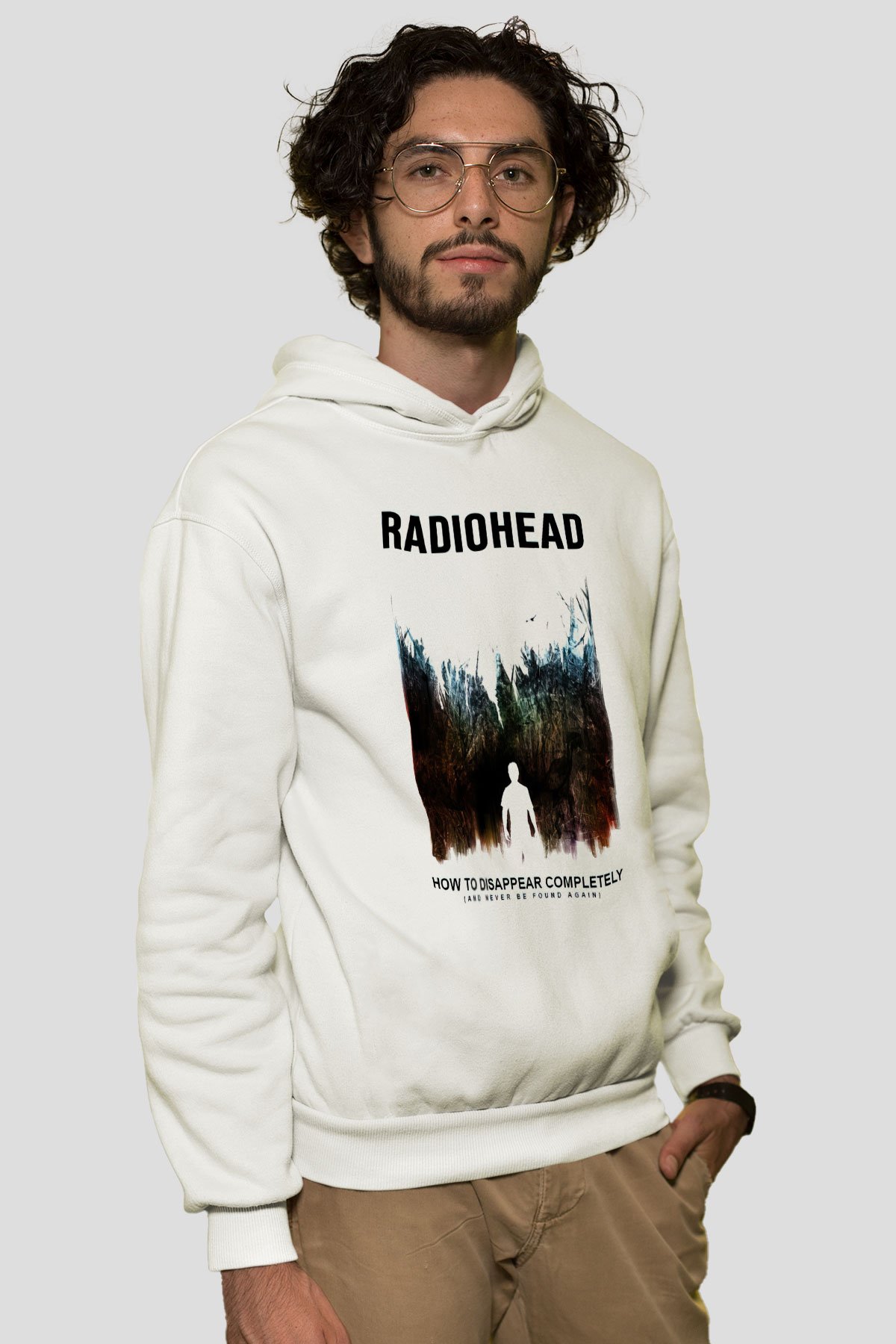 Radiohead Beyaz Unisex Kapşonlu Sweatshirt