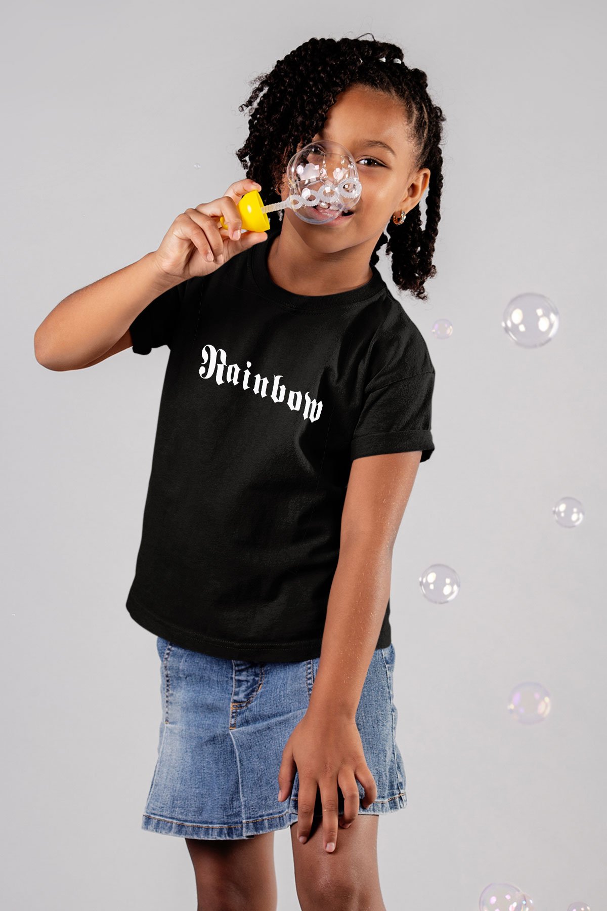 Rainbow Baskılı Siyah Unisex Çocuk Tişört