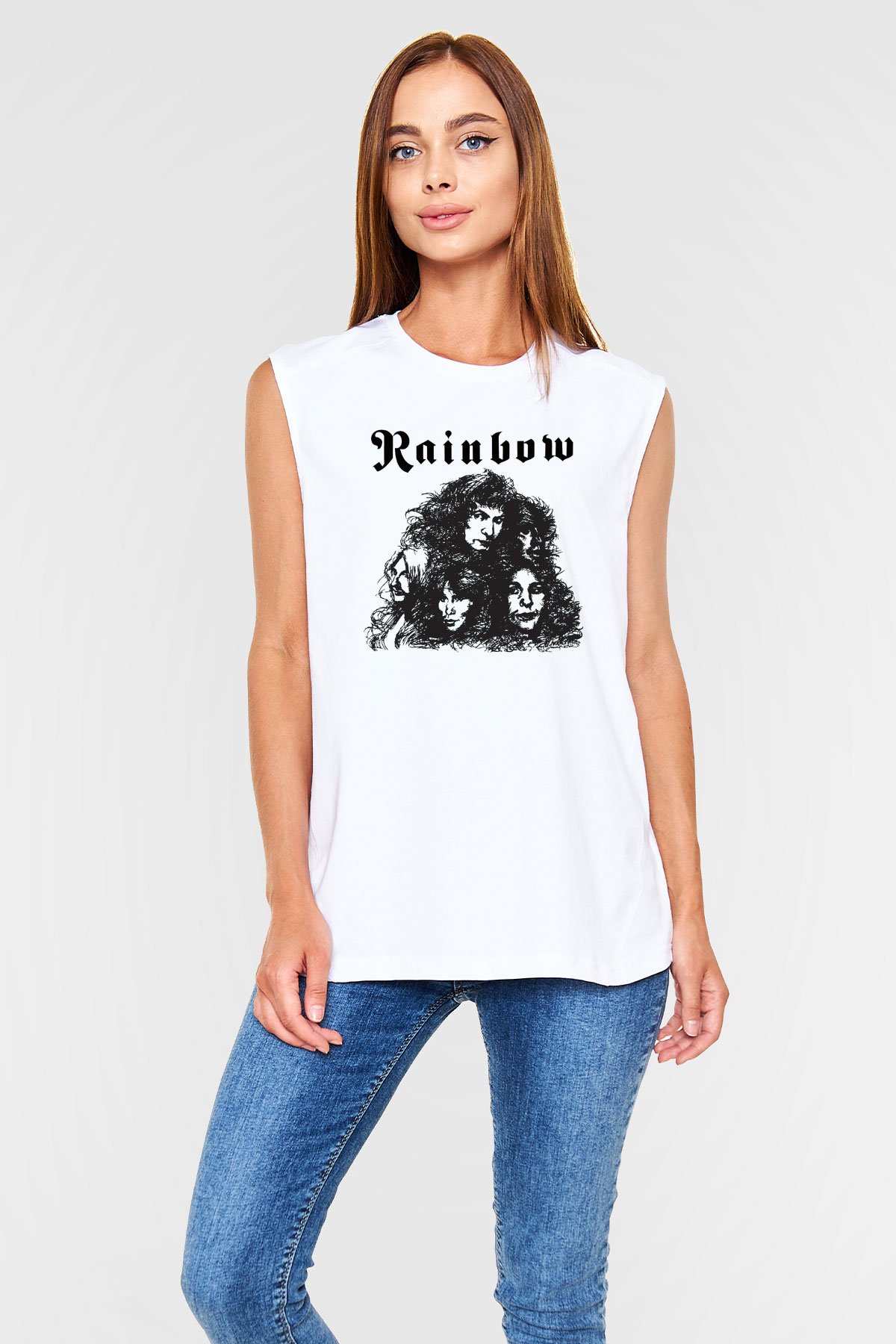 Rainbow Beyaz Unisex Kolsuz Tişört