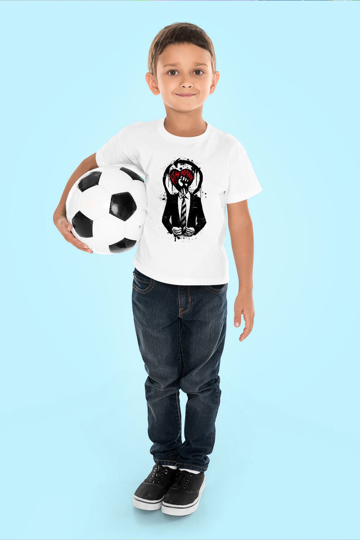 Rise Against Baskılı Beyaz Unisex Çocuk Tişört