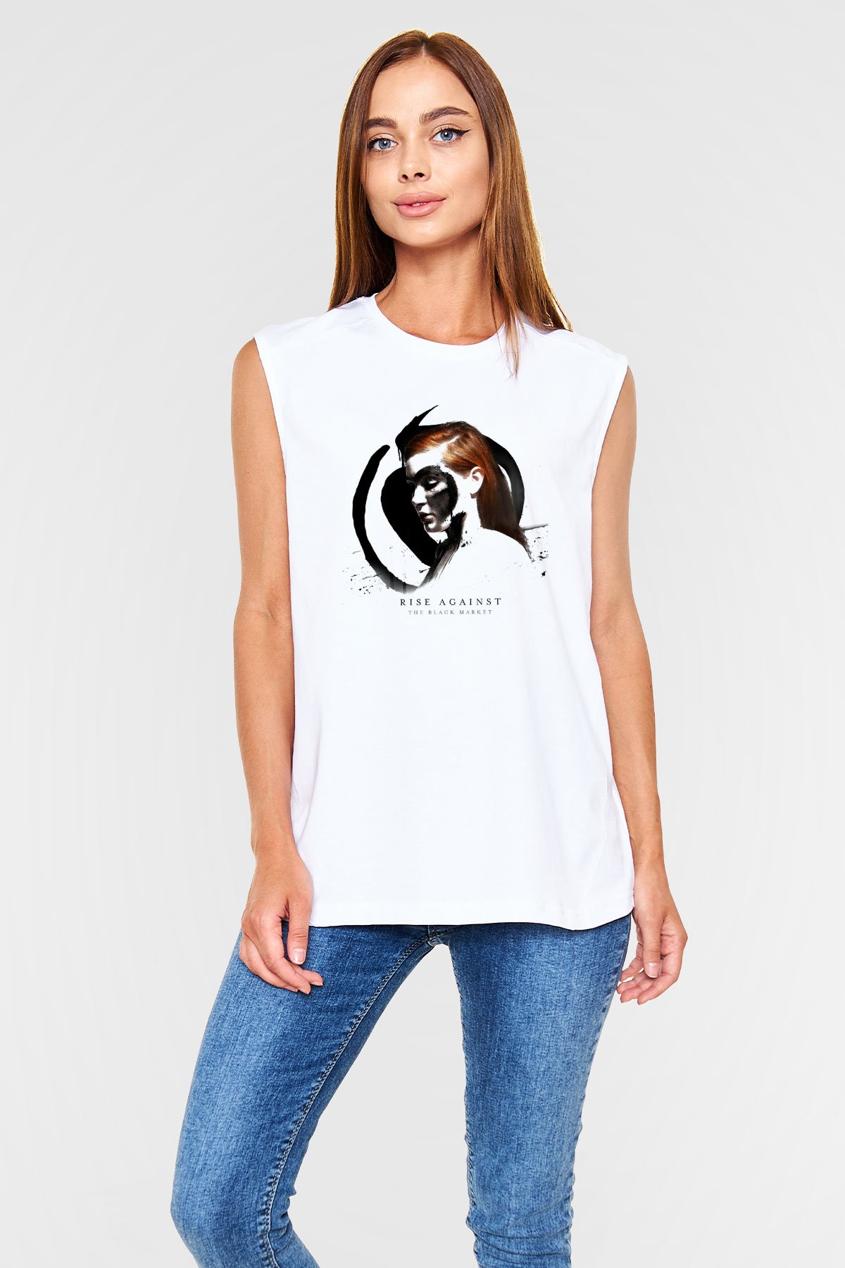 Rise Against Beyaz Unisex Kolsuz Tişört