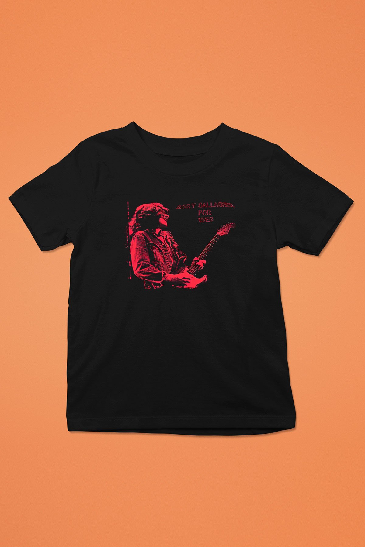 Rory Gallagher Baskılı Unisex Siyah Çocuk Tişört - Tshirt