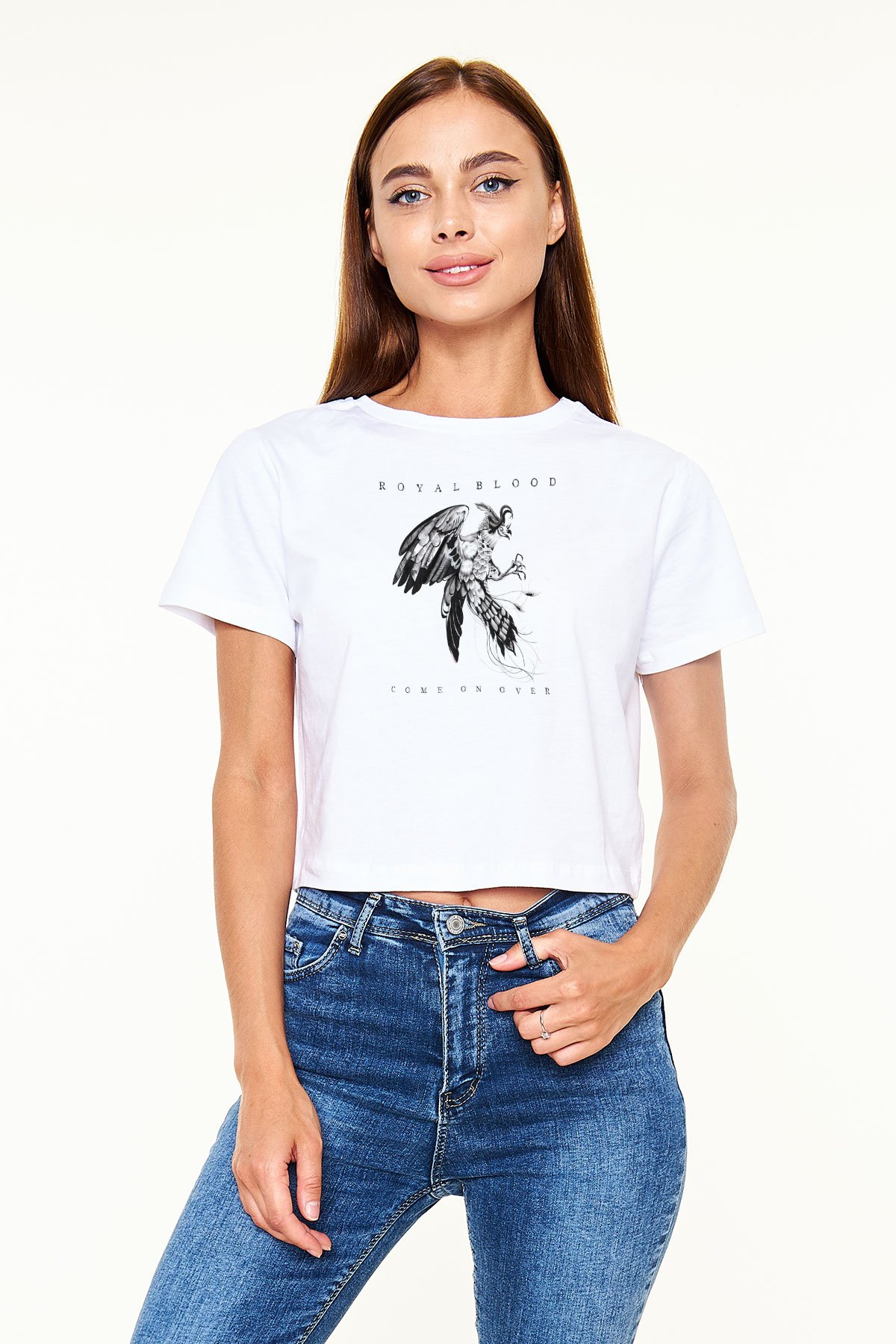 Royal Blood Beyaz  Crop Top Tişört