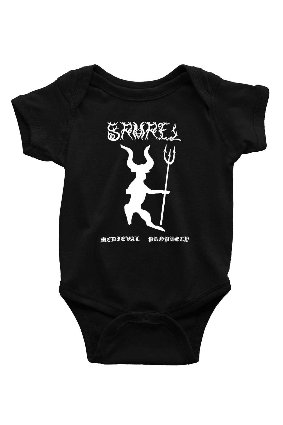 Samael Baskılı Unisex Siyah Bebek Body - Zıbın