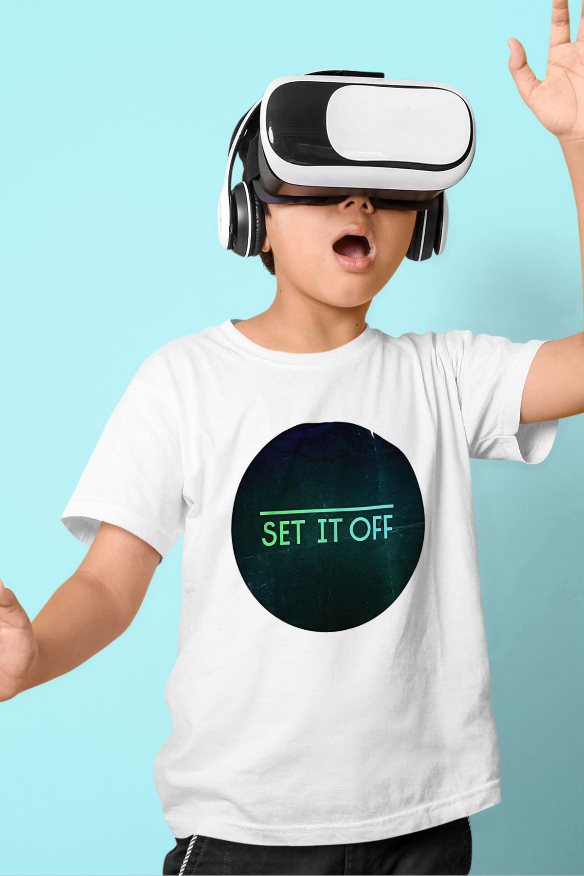Set it off  Baskılı Beyaz Unisex Beyaz Çocuk Tişört - Tshirt