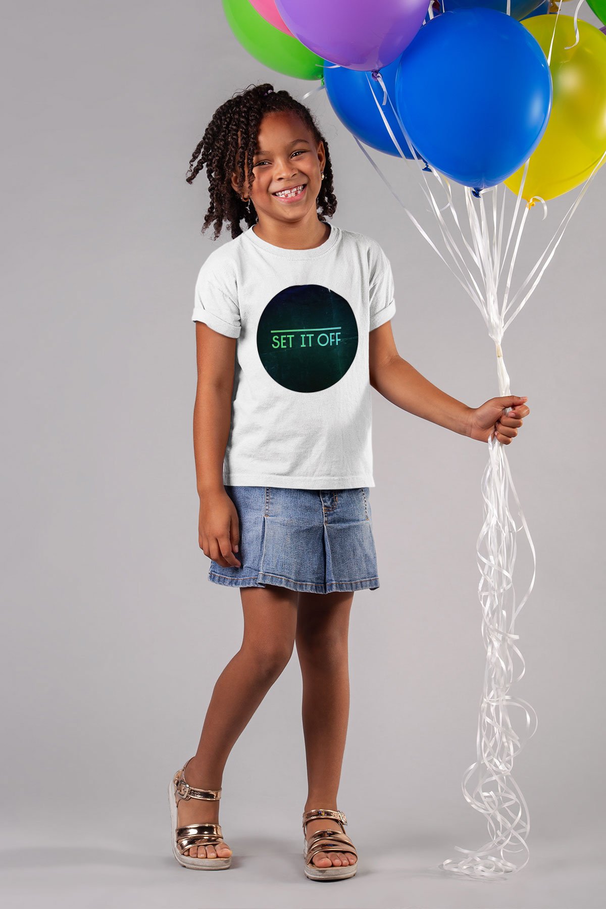 Set it off  Baskılı Beyaz Unisex Beyaz Çocuk Tişört - Tshirt