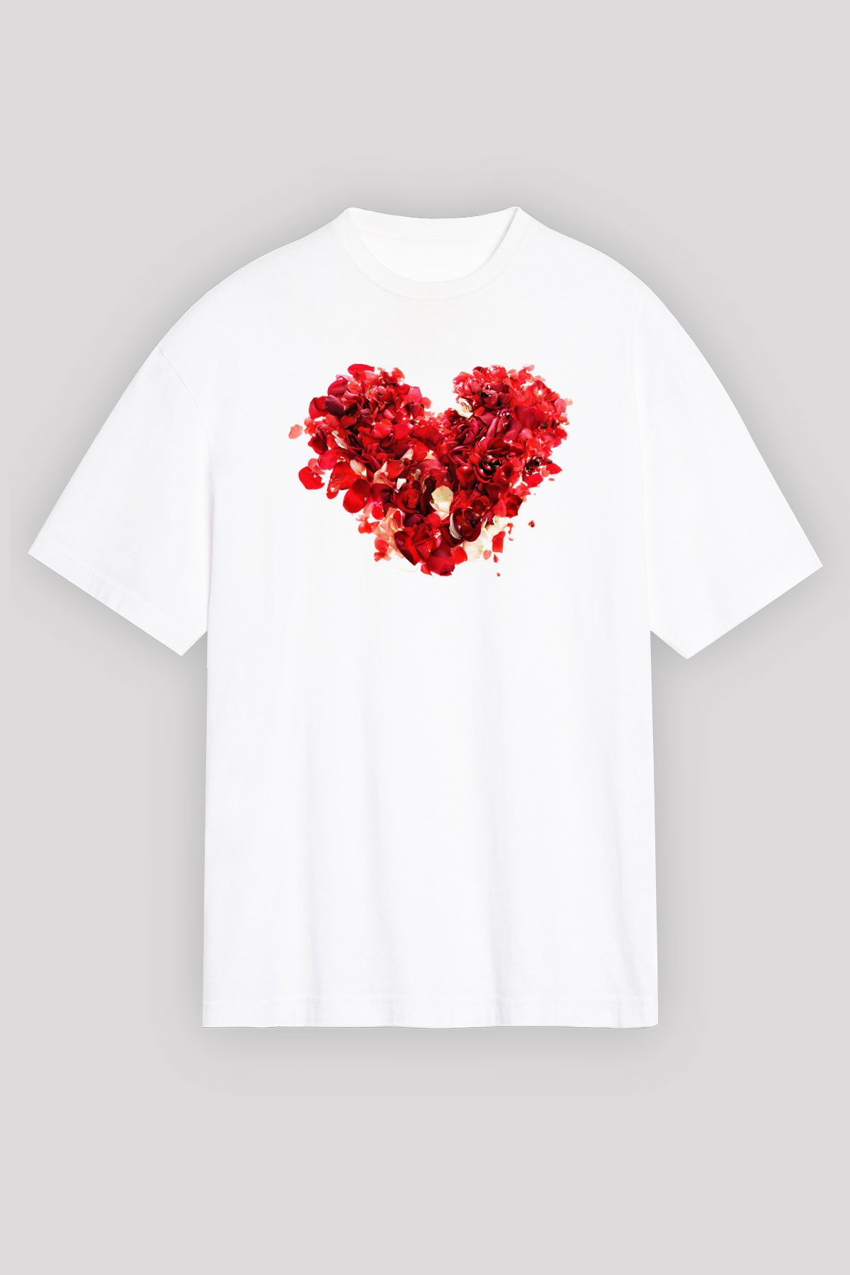 Sevgililer Günü Beyaz Unisex Oversize Tişört T-Shirt