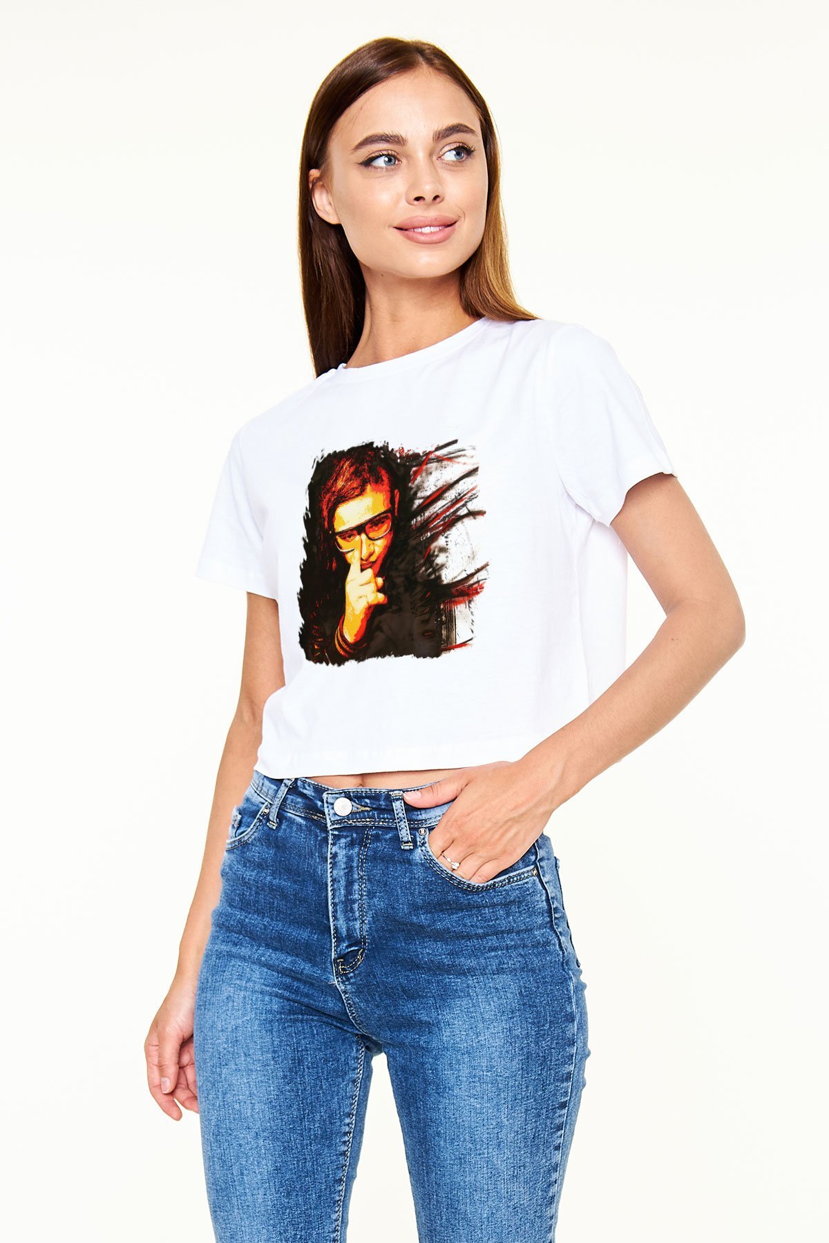 Skrillex Beyaz Croptop Tişört