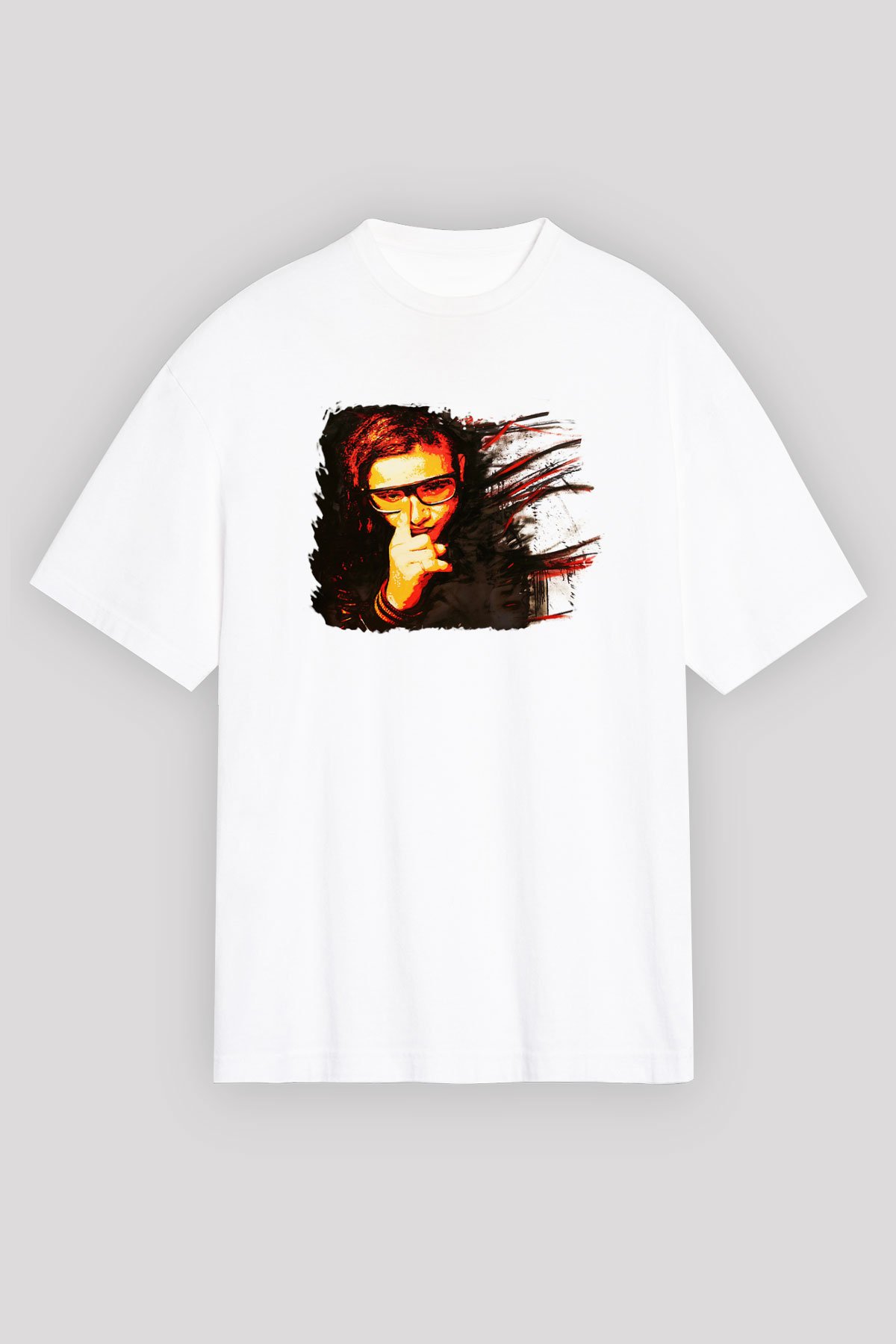 Skrillex Beyaz Unisex Oversize Tişört T-Shirt