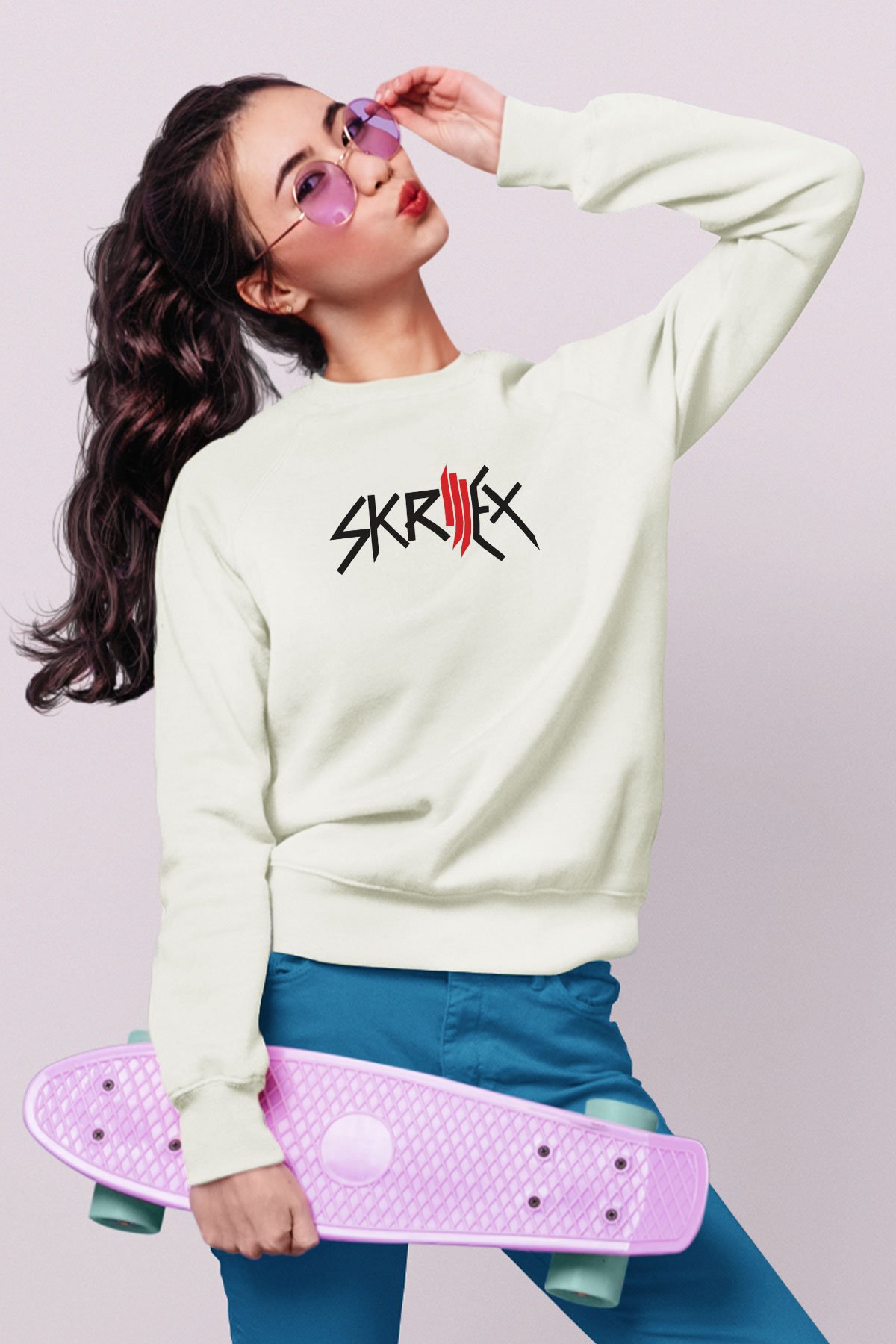 Skrillex Beyaz Unisex Sweatshirt