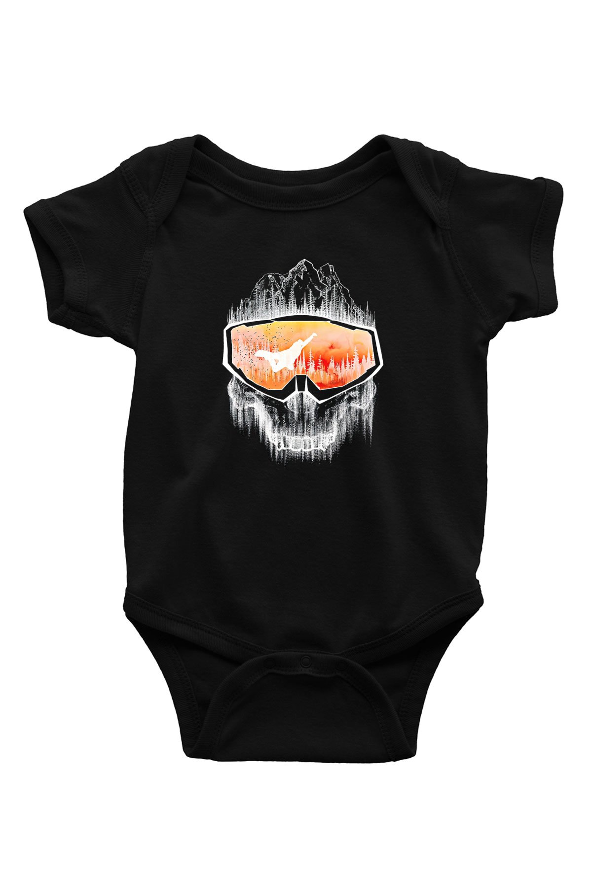 Snowboarding Baskılı Unisex Siyah Bebek Body - Zıbın