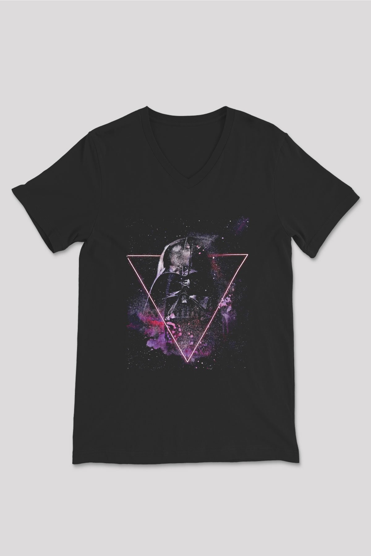 Star Wars (Dart Vader) Baskılı Unisex Siyah V Yaka Tişört - Tshirt