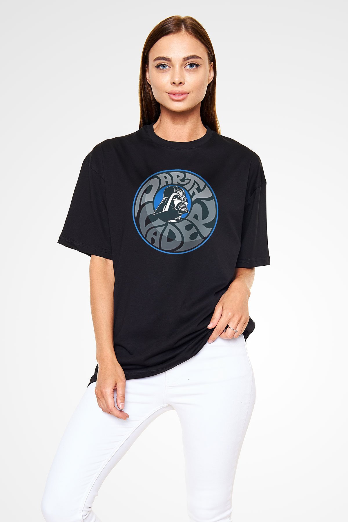 Star Wars (Dart Vader) Baskılı Unisex Siyah Oversize Tişört - Tshirt