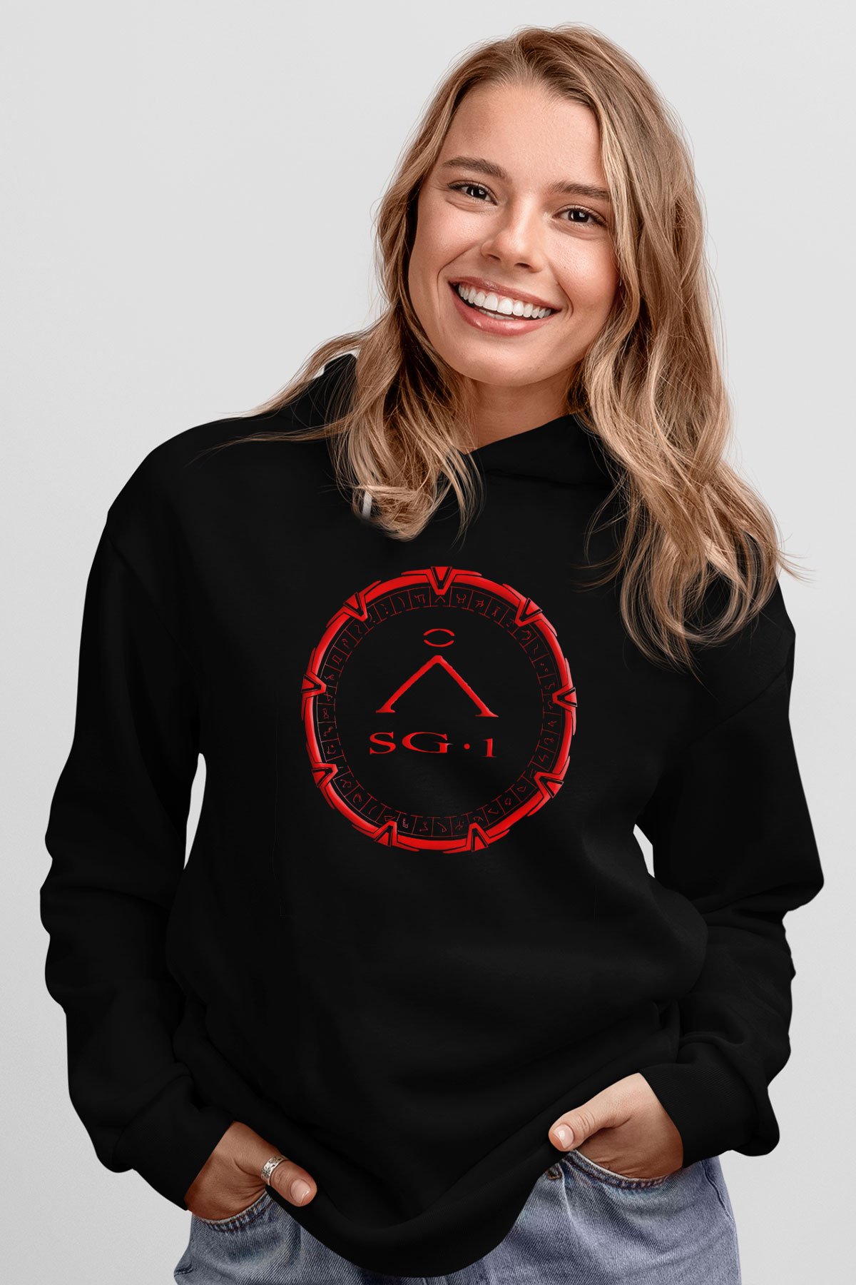 Stargate SG-1 Siyah Unisex Hoodie