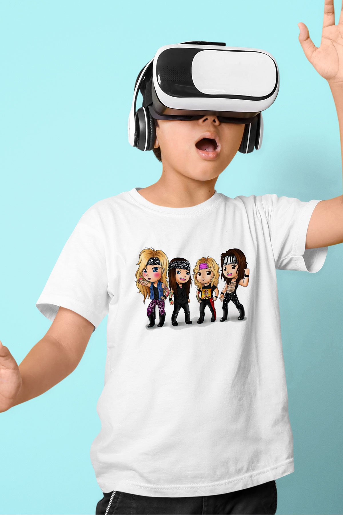 Steel Panther Baskılı Beyaz Unisex Beyaz Çocuk Tişört - Tshirt