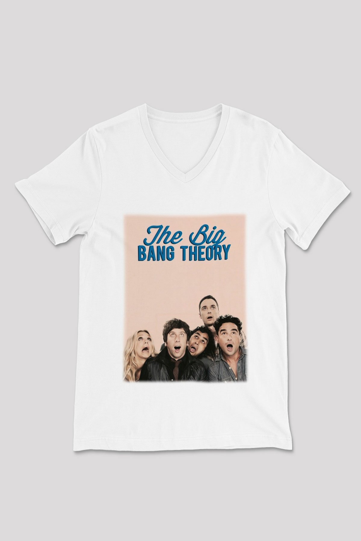 The Big Bang Theory Beyaz Unisex V Yaka Tişört T-Shirt