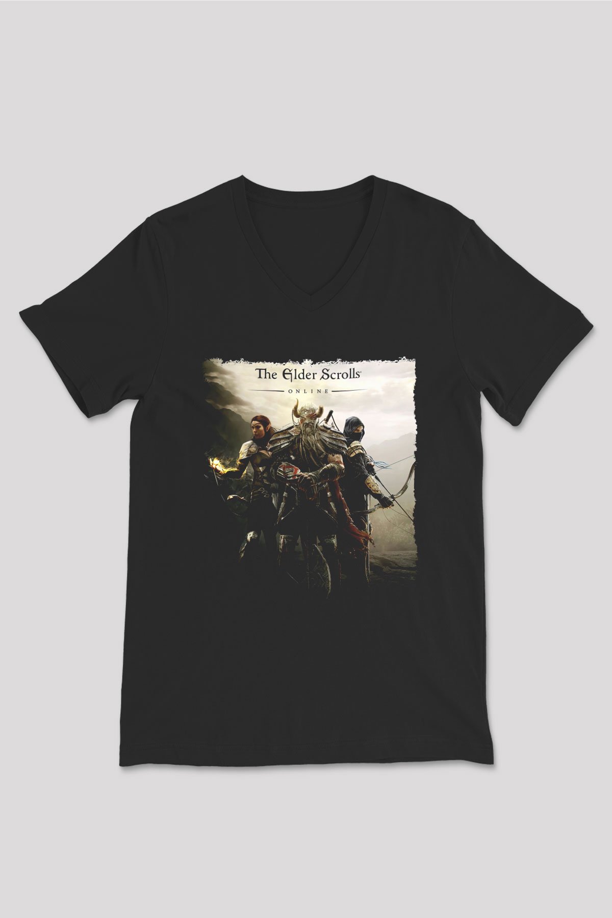 The Elder Scrolls Online Siyah Unisex V Yaka Tişört