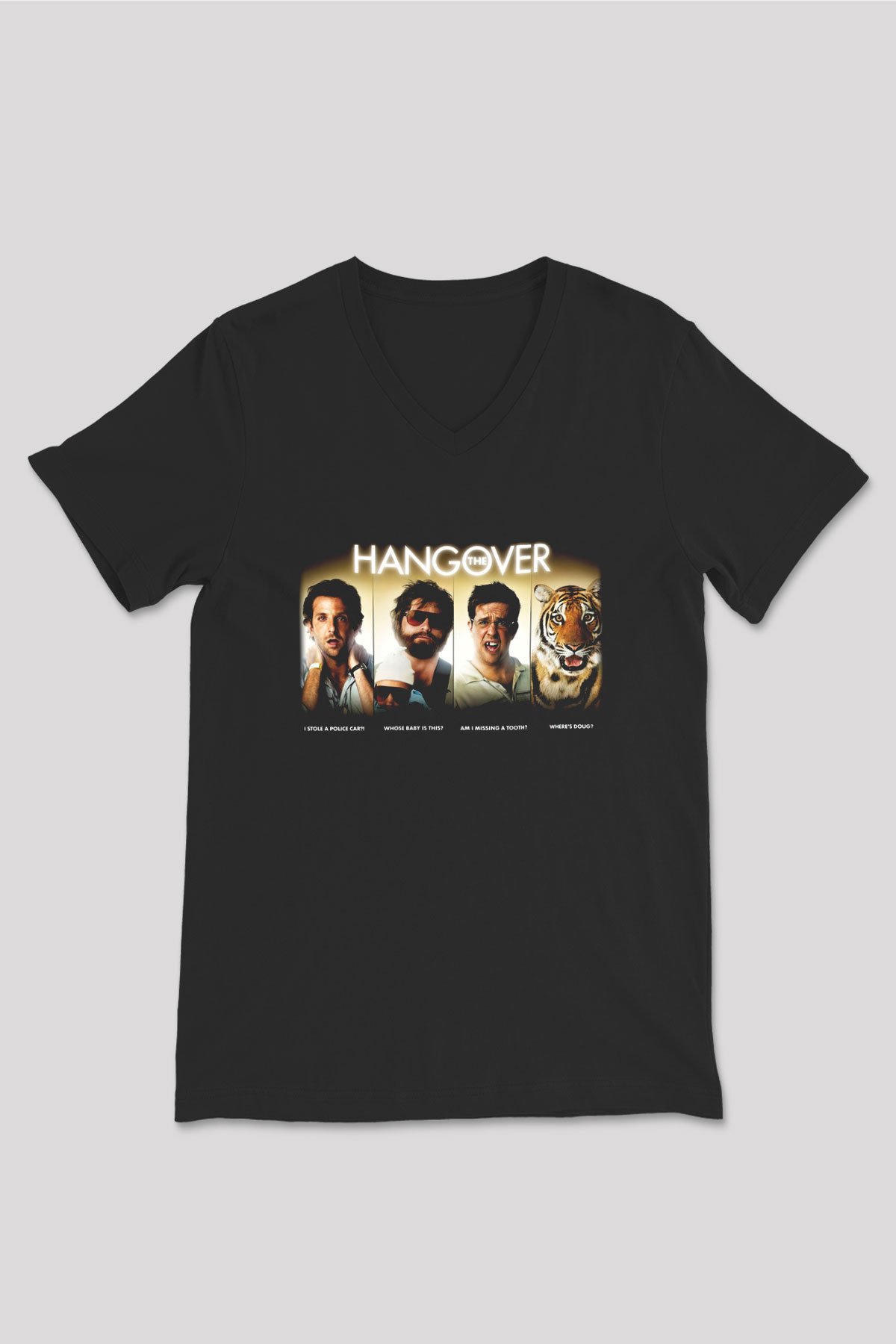The Hangover Siyah Unisex V Yaka Tişört T-Shirt