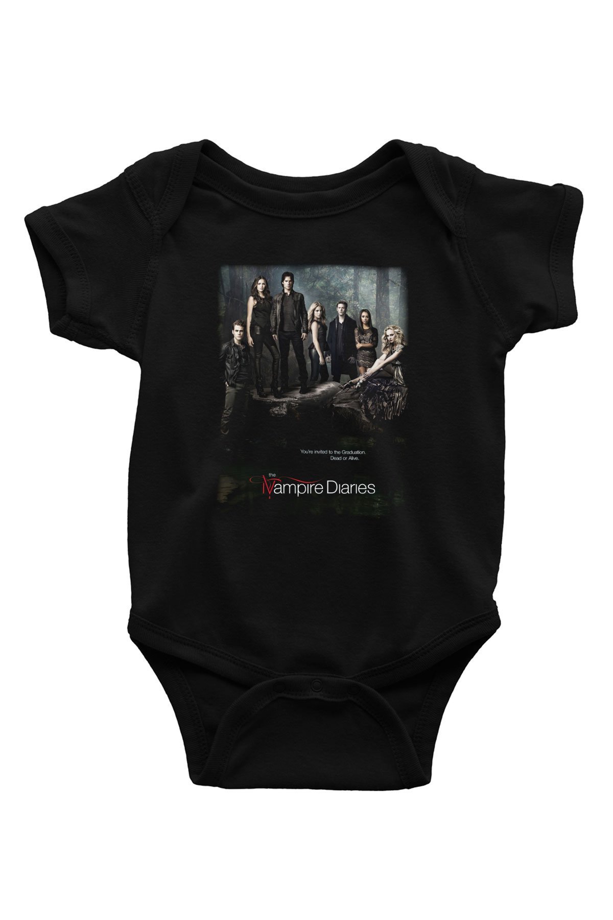 The Vampire Diaries Baskılı Siyah Bebek Body - Zıbın