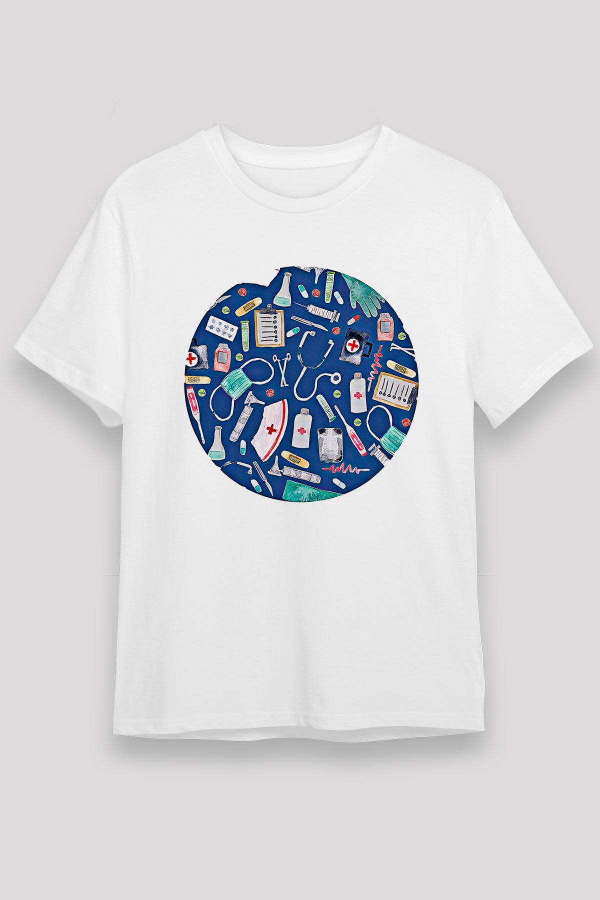 Tıp Bayramı Baskılı Unisex Beyaz Tişört - Tshirt