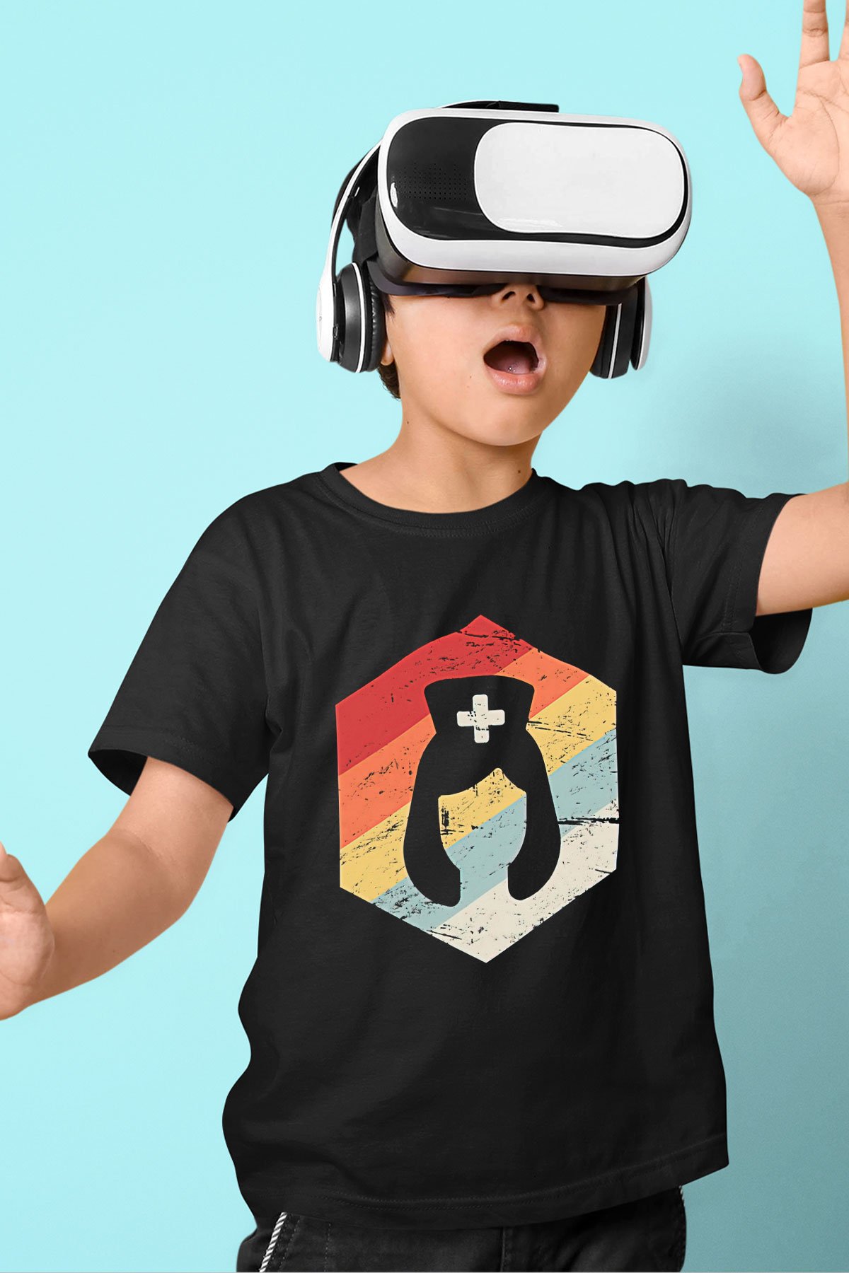 Tıp Bayramı Baskılı Unisex Siyah Çocuk Tişört - Tshirt