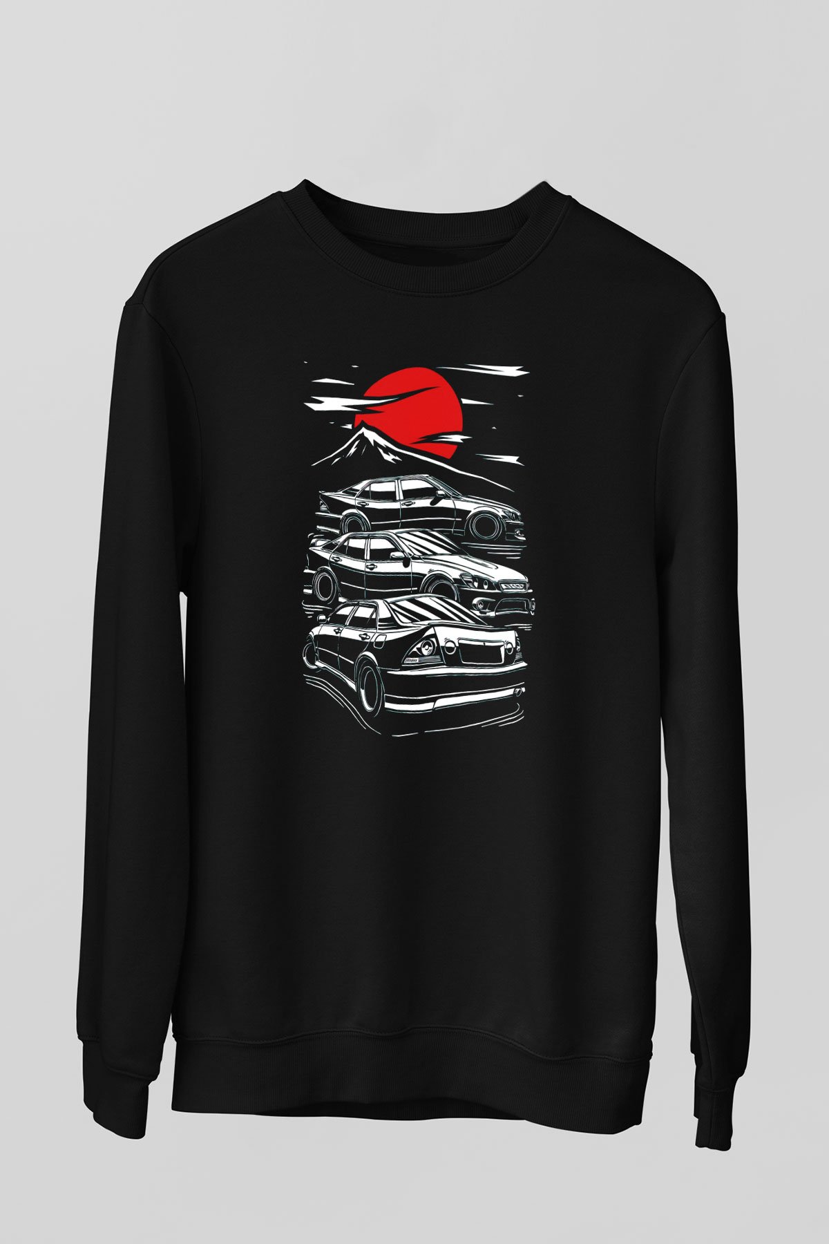 Tokyo Yarışı Baskılı Unisex Siyah  Sweatshirt