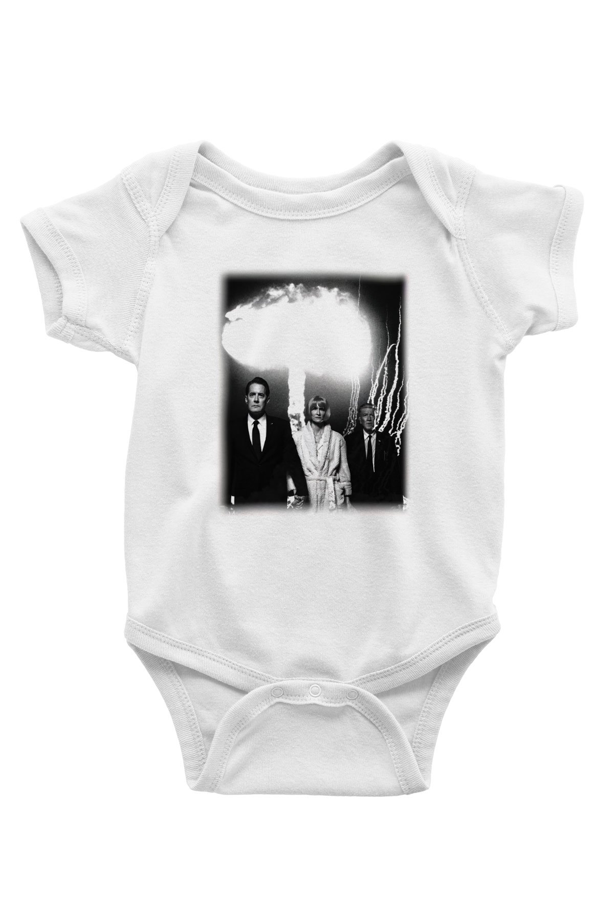 Twin Peaks Baskılı Beyaz Unisex Bebek Body - Zıbın