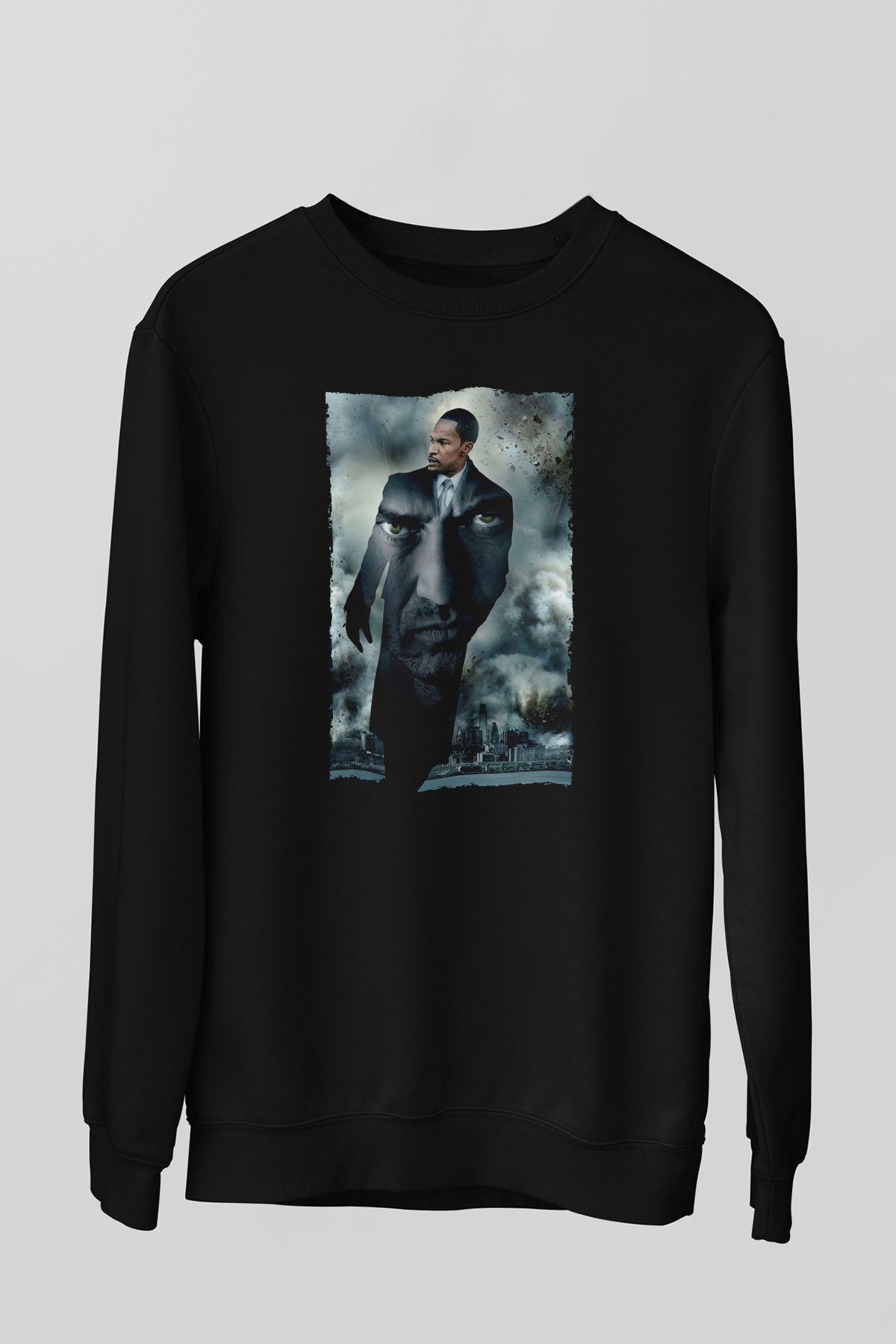Unisex Adalet Peşinde (Law Abiding Citizen) Baskılı Siyah Sweatshirt