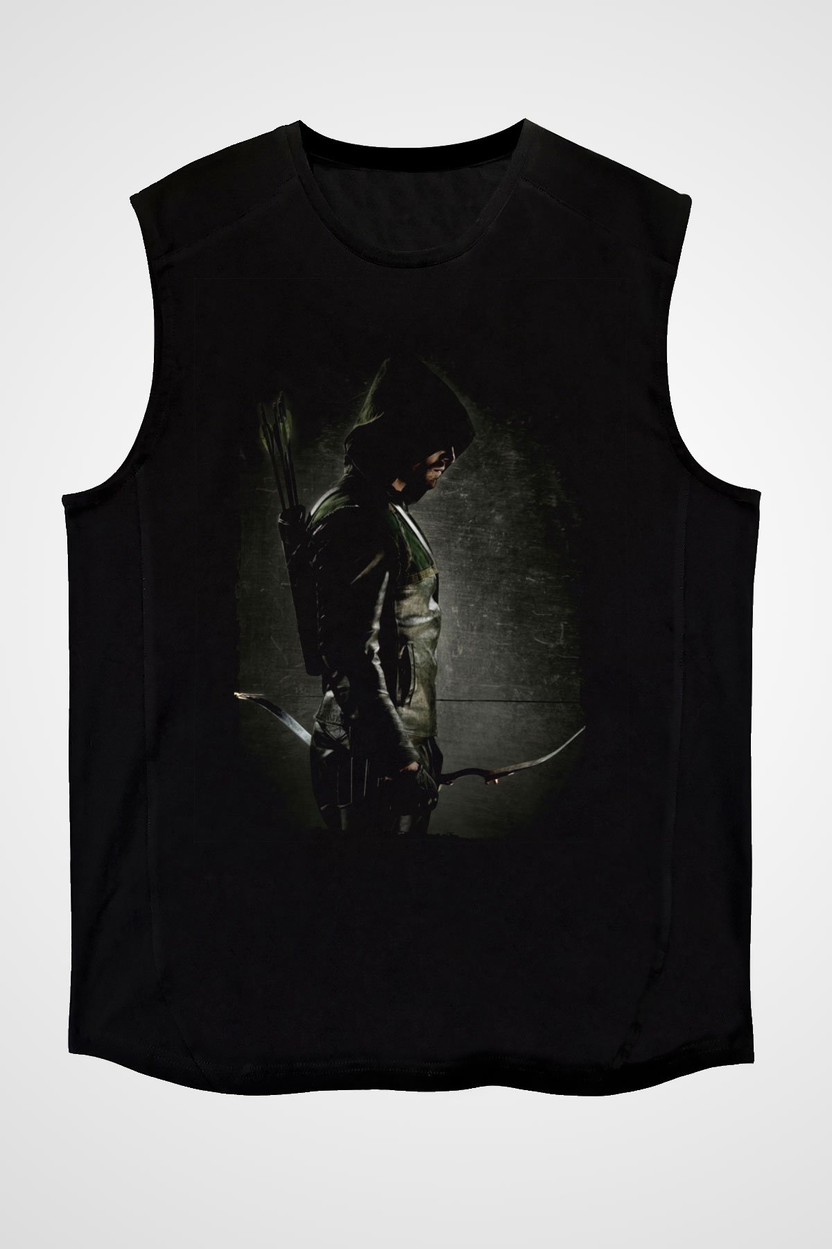 Unisex Arrow Baskılı Siyah Kolsuz Tshirt