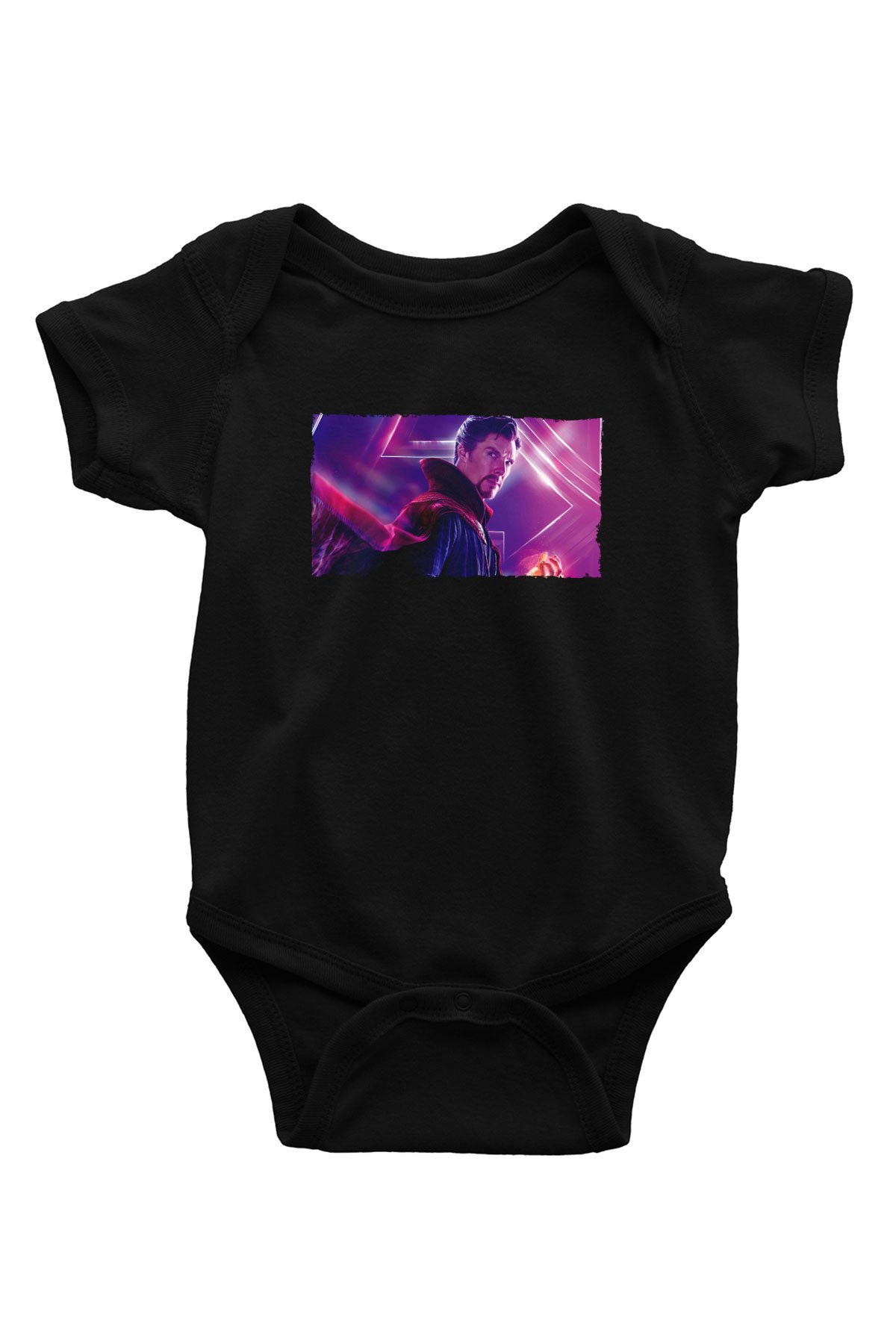 Unisex Avengers Sonsuzluk Savaşı Baskılı Siyah Bebek Body - Zıbın