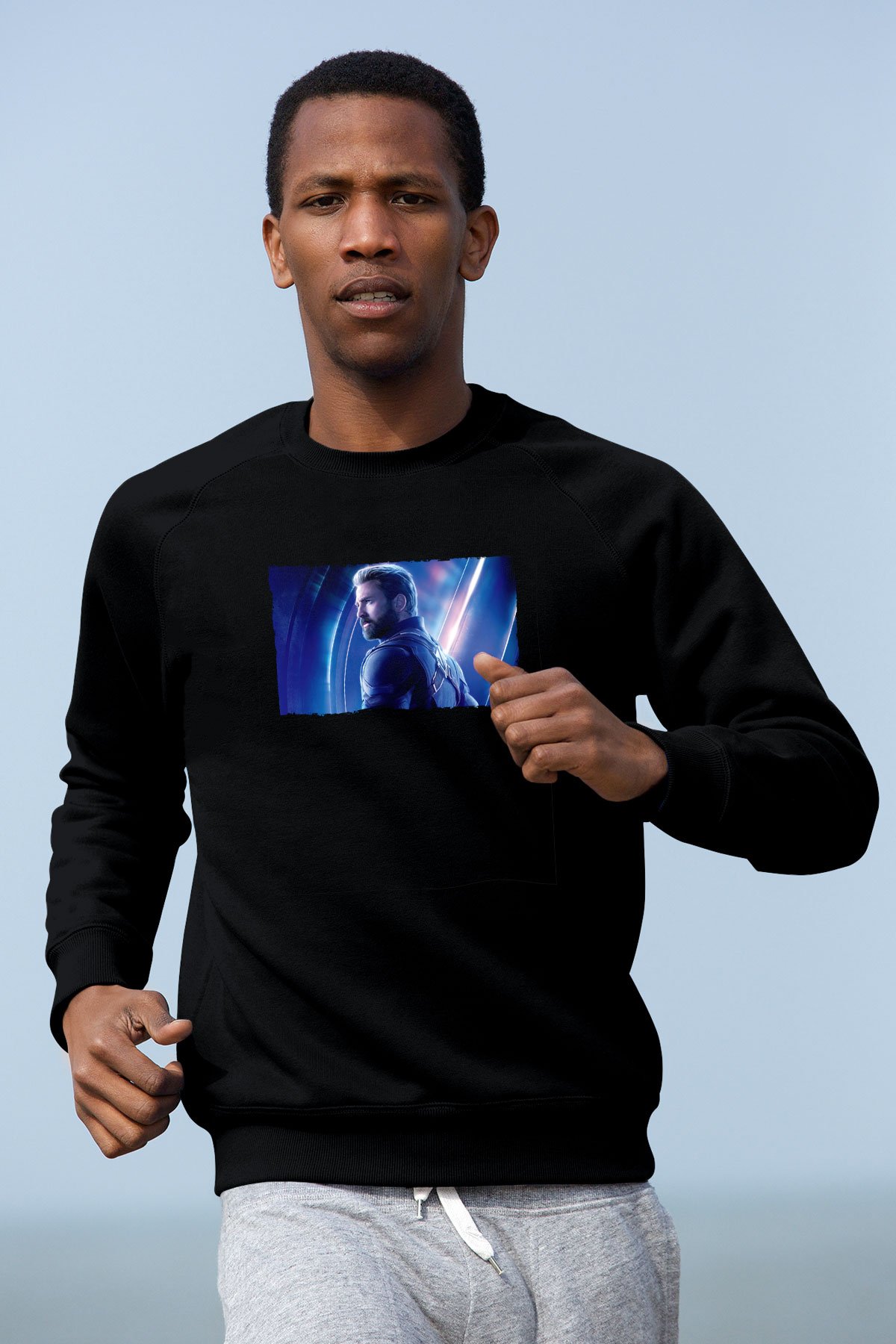 Unisex Avengers Sonsuzluk Savaşı Baskılı Siyah Sweatshirt