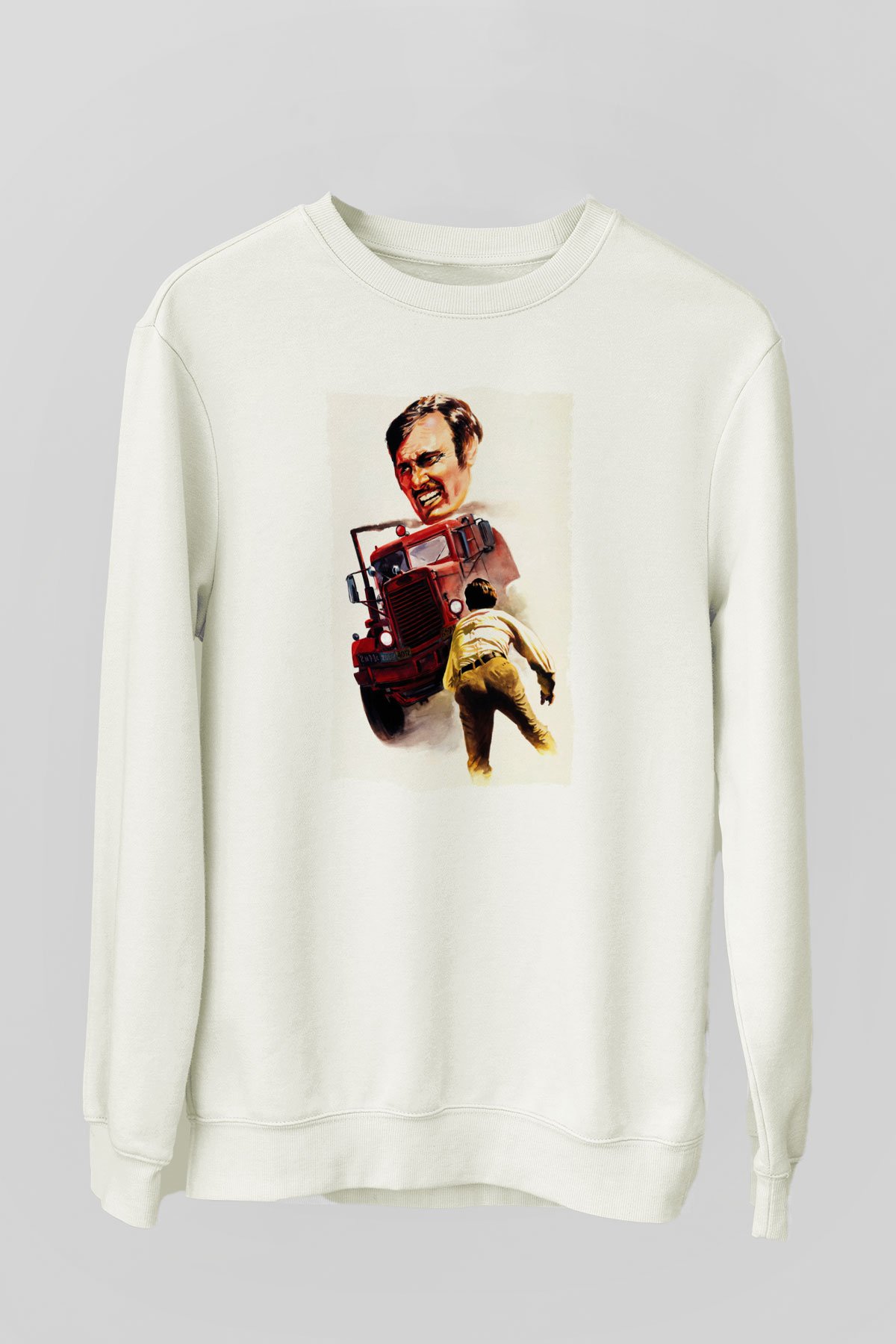 Unisex Belâ (Duel) Baskılı Beyaz Sweatshirt