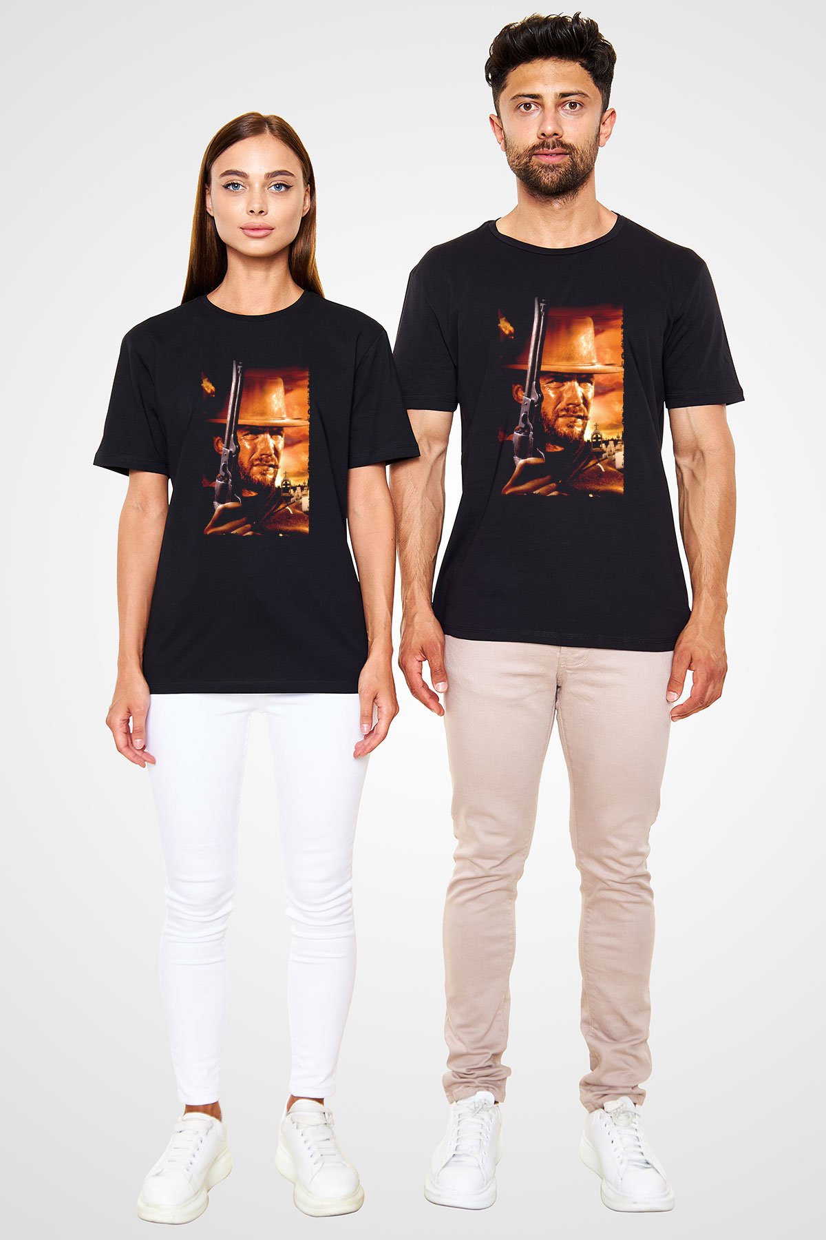 Unisex Bir Avuç Dolar (A Fistful of Dollars) Baskılı Siyah Tshirt