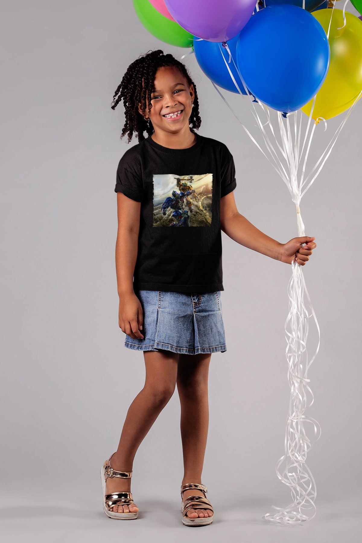 Unisex Bumblebee Baskılı Siyah Çocuk Tshirt