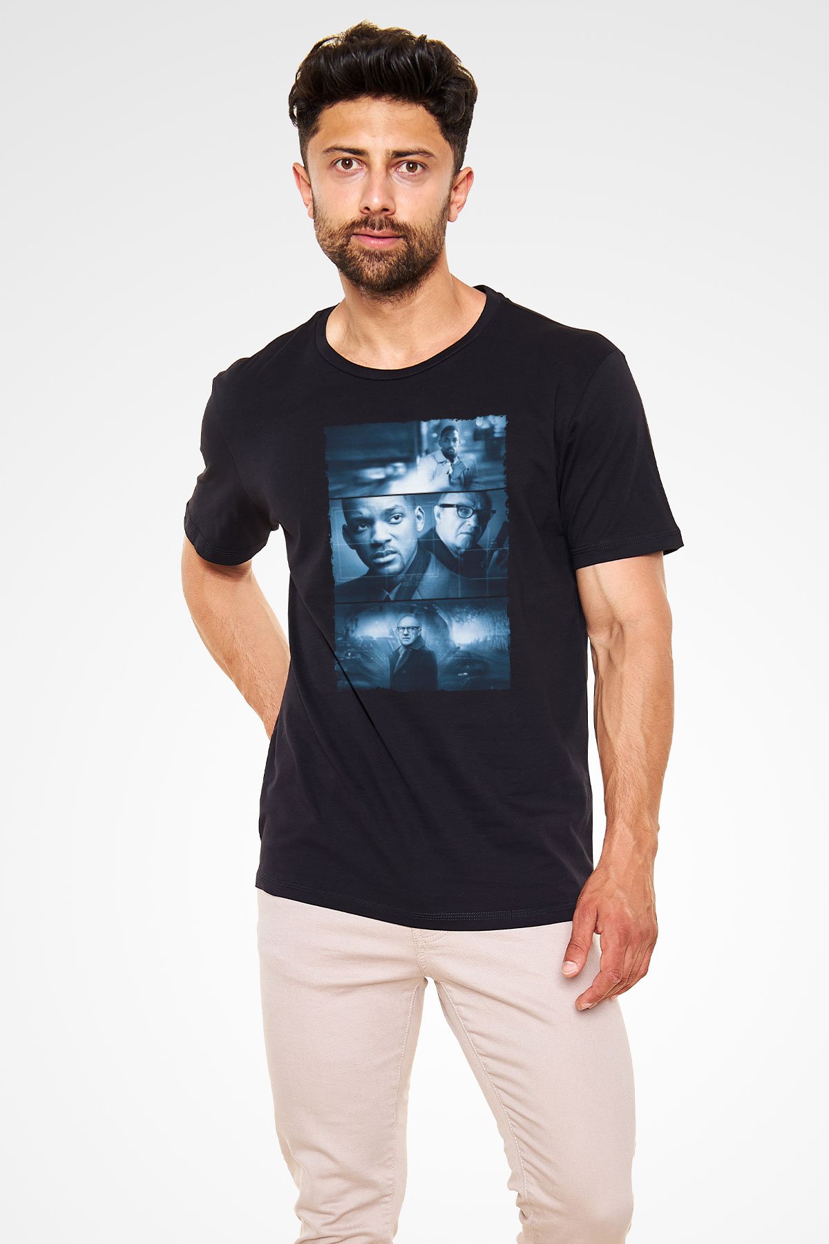 Unisex Devlet Düşmanı (Enemy of the State) Baskılı Siyah Tshirt