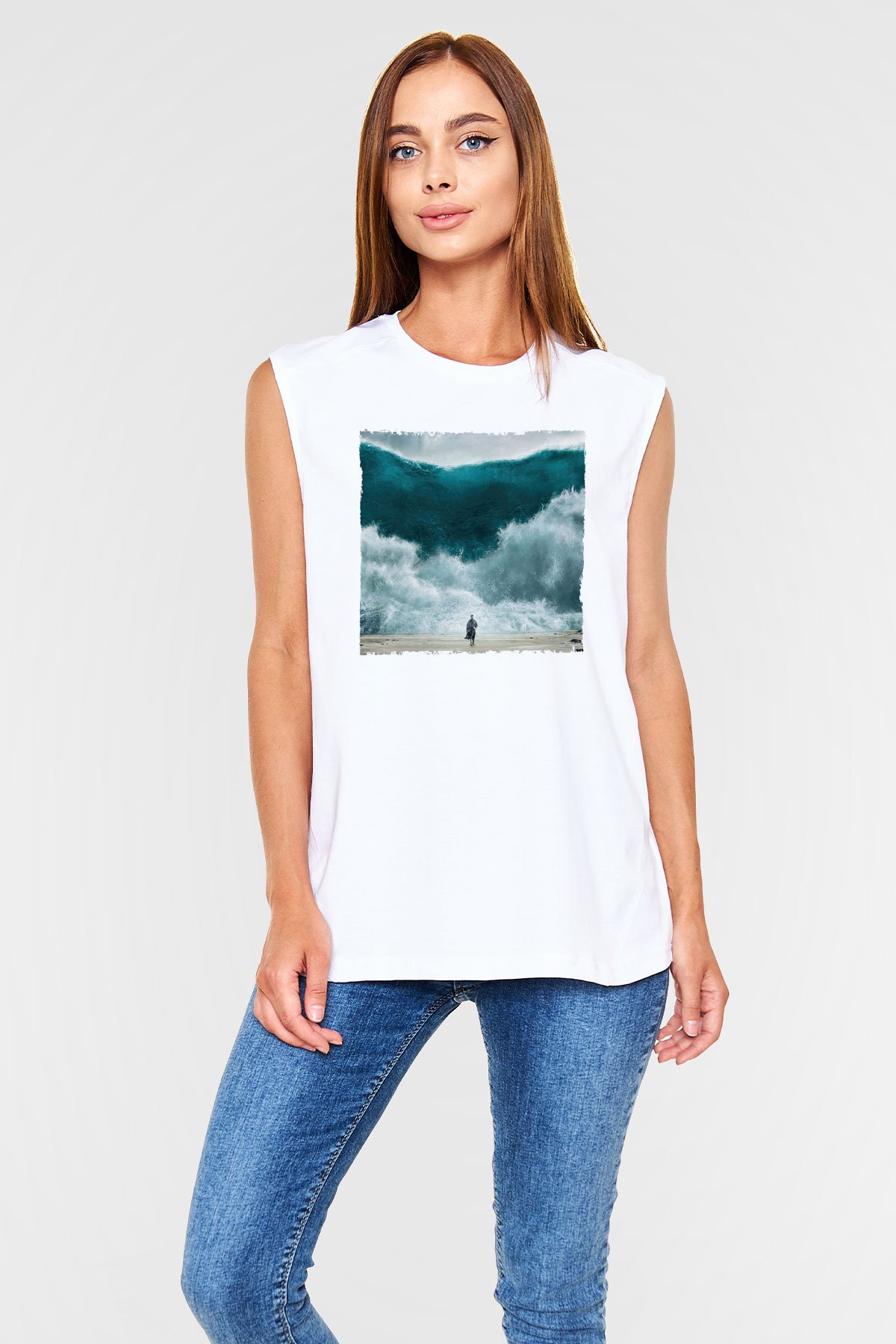 Unisex Exodus Gods and Kings Baskılı Beyaz Kolsuz Tshirt