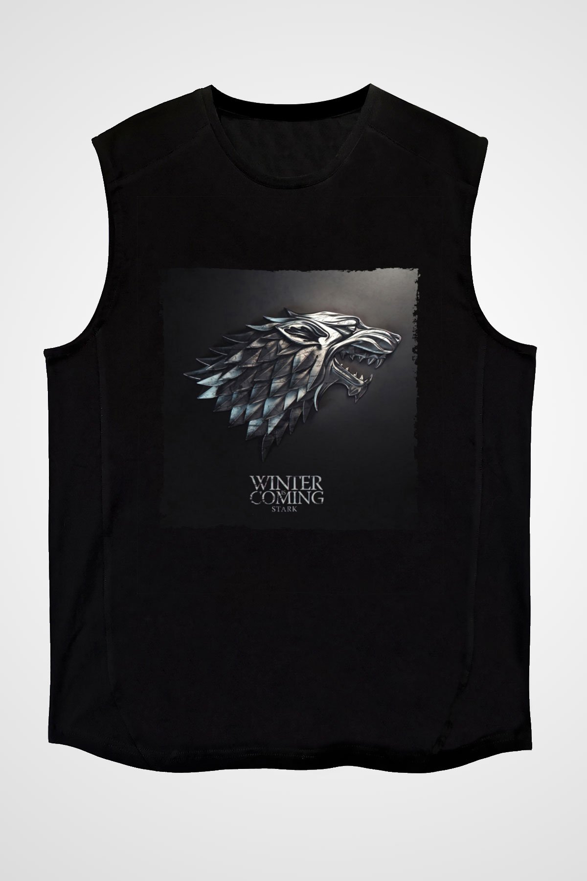 Unisex Game of ThronesBaskılı Siyah Kolsuz Tişört