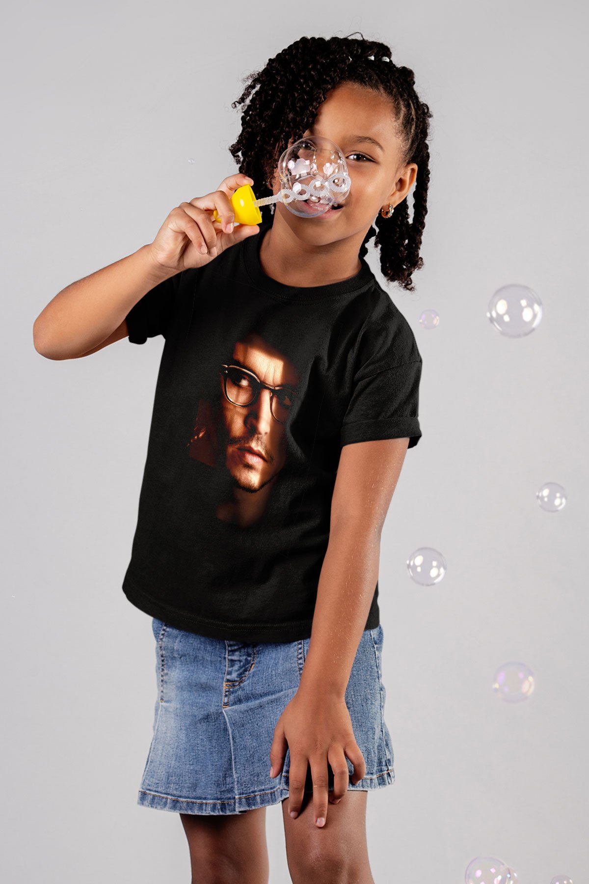 Unisex Gizli Pencere (Secret Window) Baskılı Siyah Çocuk T-Shirt