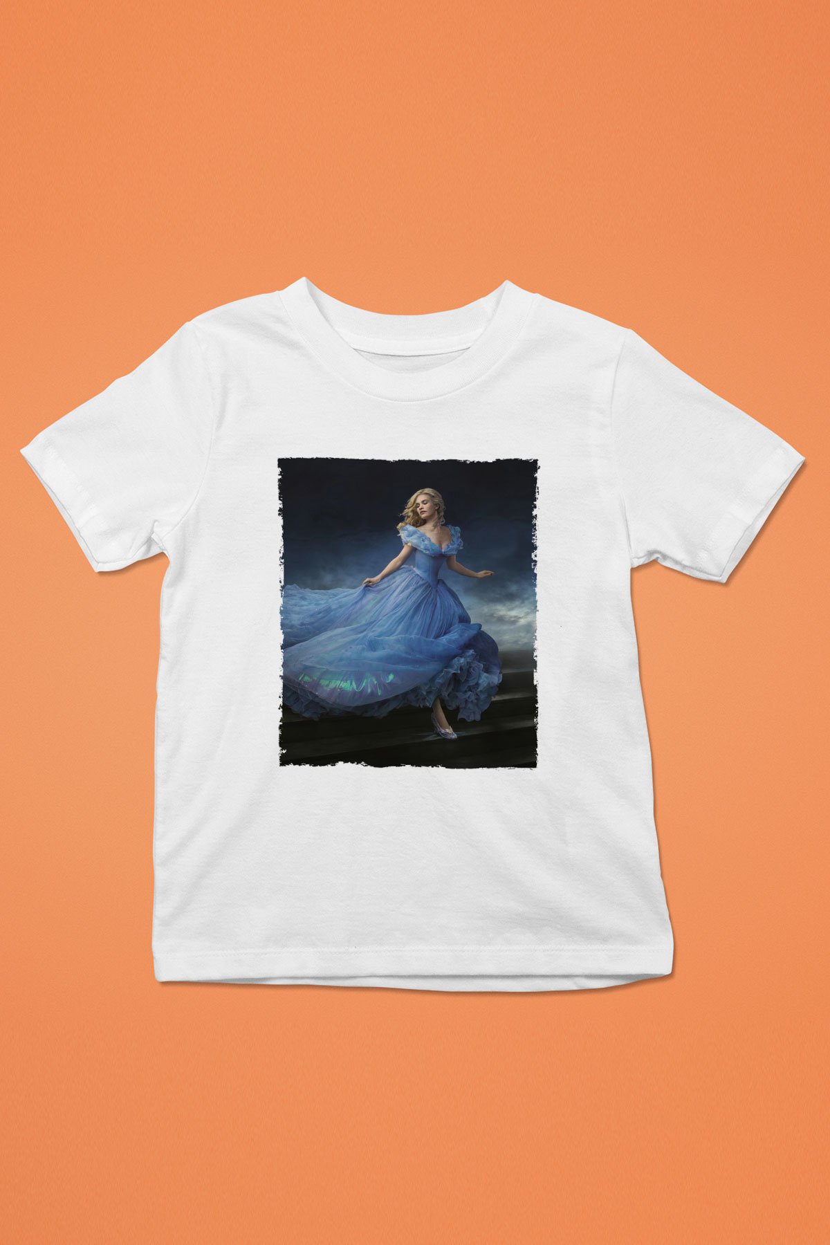 Unisex Sindirella - Cinderella Baskılı Beyaz Çocuk Tişört