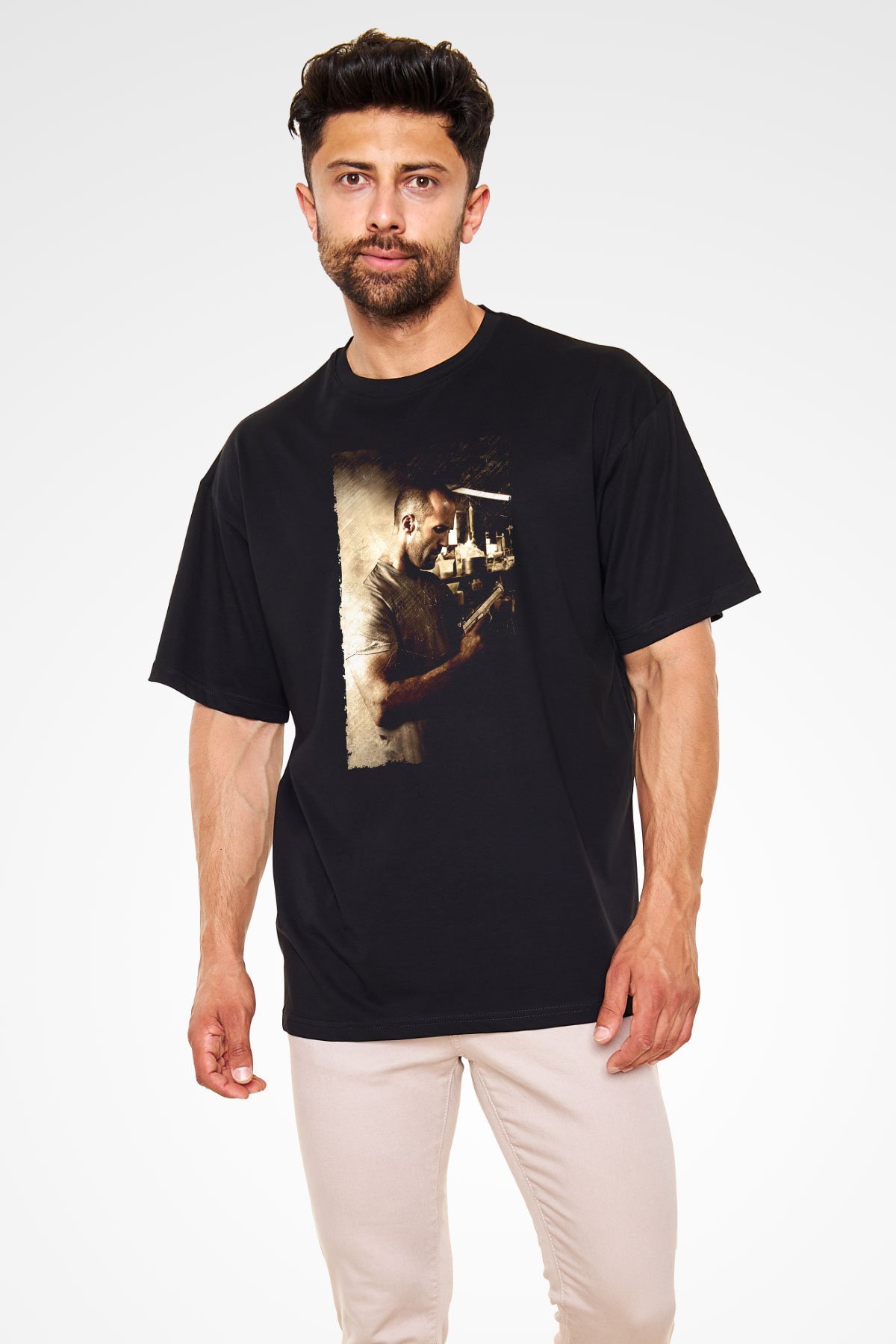Unisex Sivil Cephe (Homefront) Baskılı Siyah Oversize Tişört