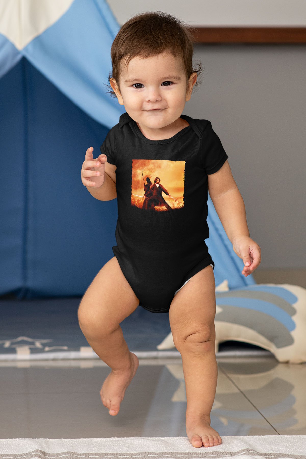 Unisex Son Samuray (The Last Samurai) Baskılı Siyah Bebek Body - Zıbın