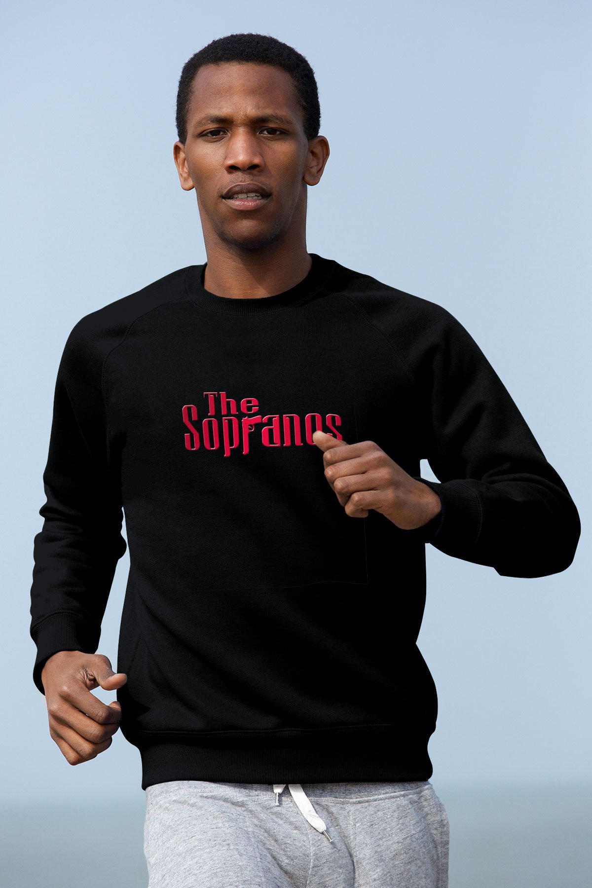 Unisex The Sopranos Baskılı Siyah Sweatshirt