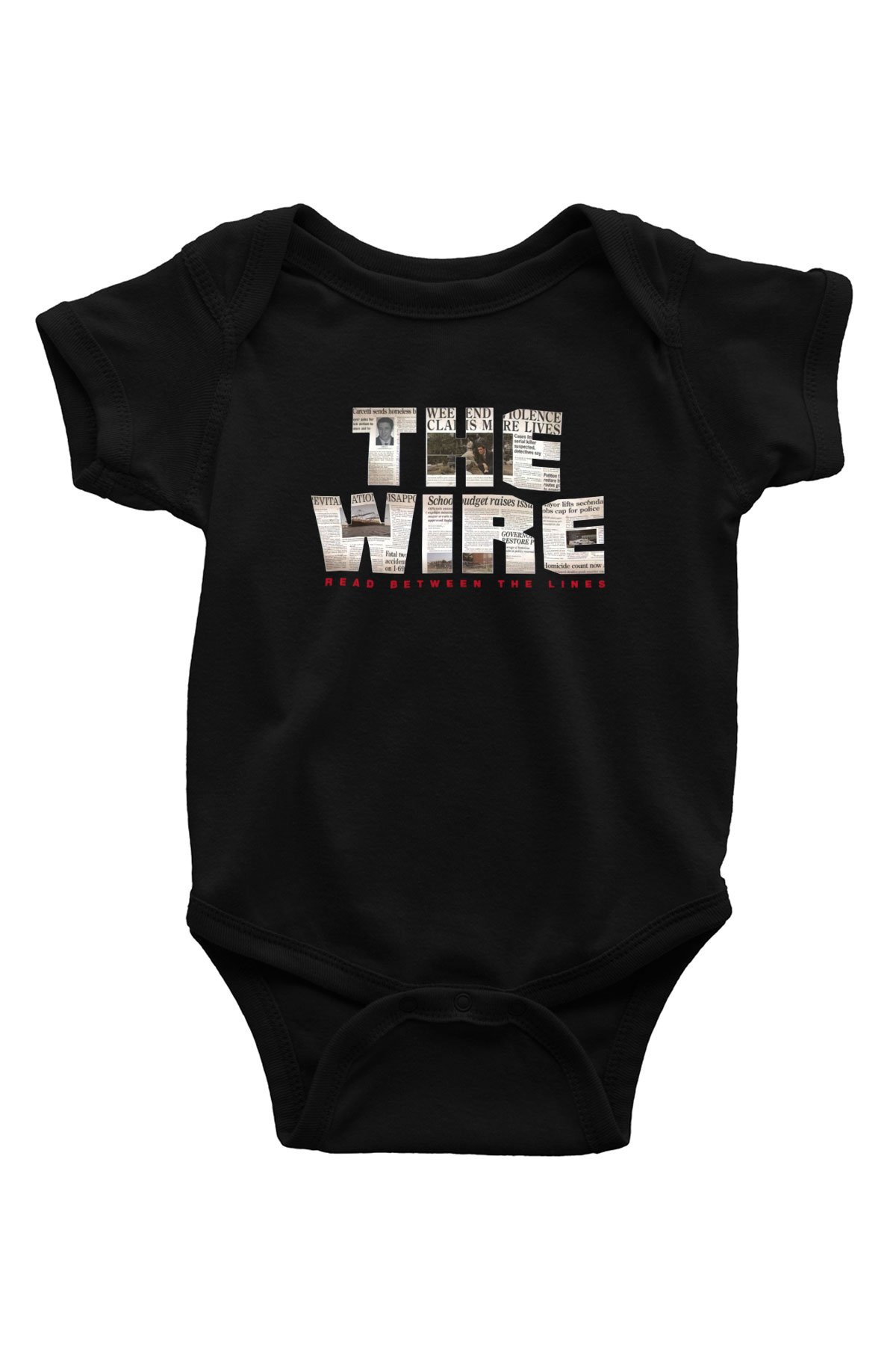 Unisex The Wire Baskılı Siyah Bebek Body - Zıbın