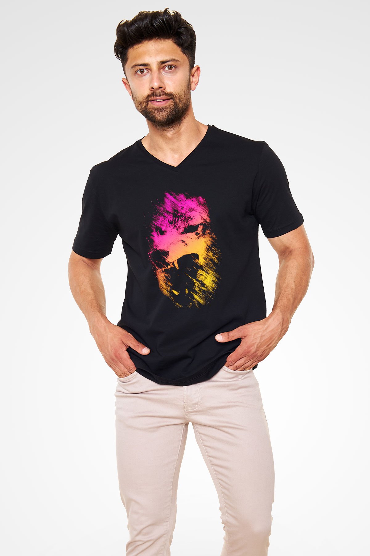 Unisex V Yaka Tişört TSR499