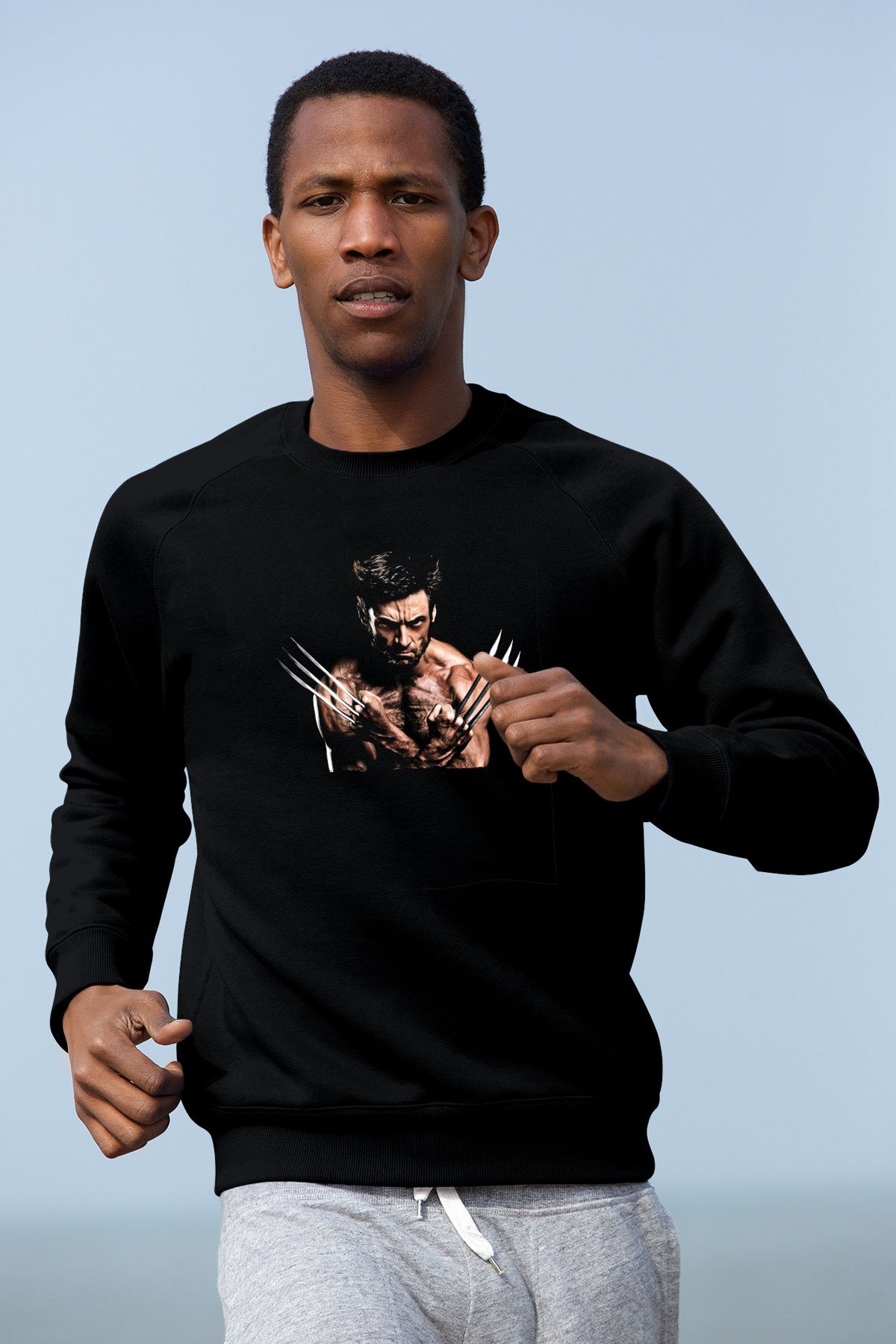 Unisex X-MEN Baskılı Siyah Sweatshirt