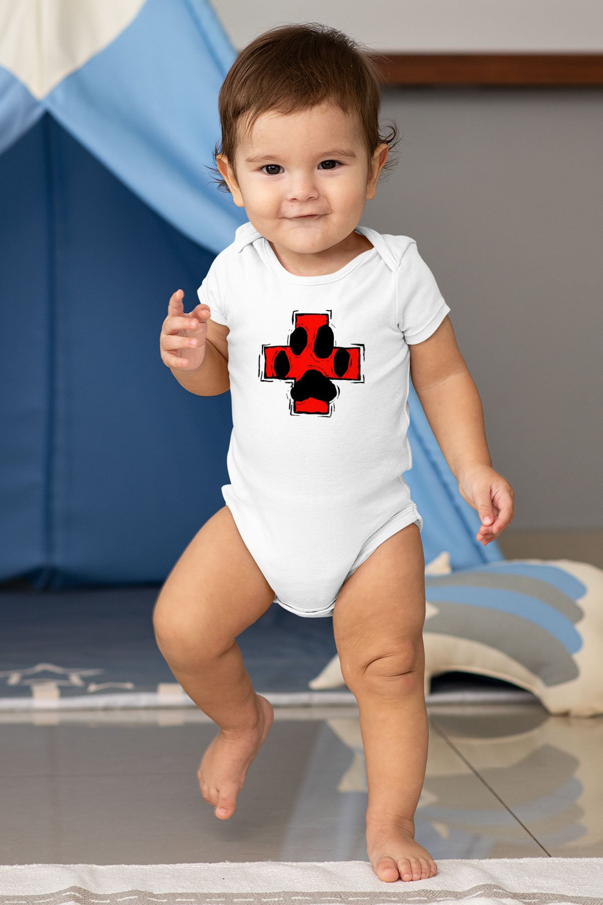 Veteriner Baskılı Beyaz Unisex Bebek Body - Zıbın